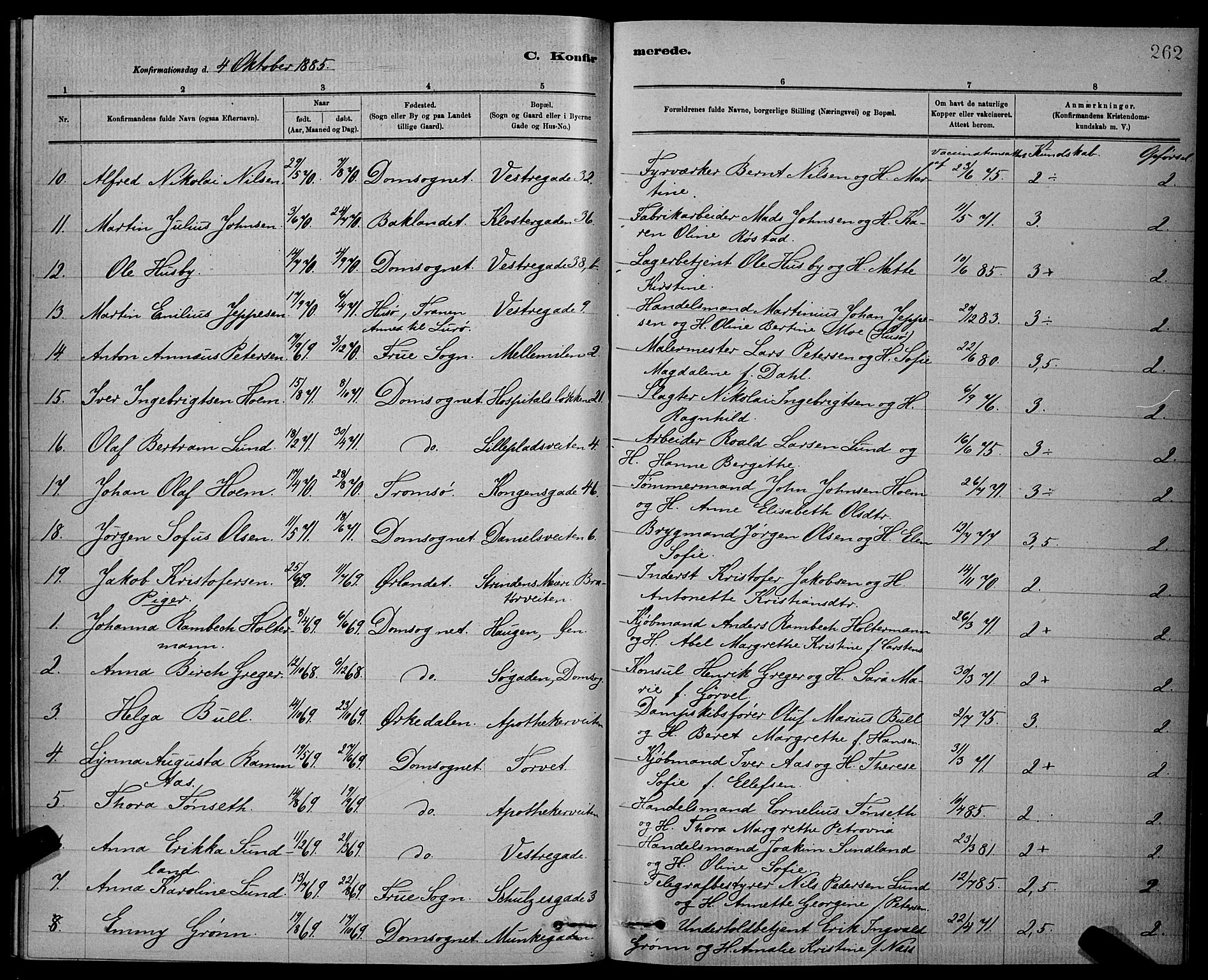 Ministerialprotokoller, klokkerbøker og fødselsregistre - Sør-Trøndelag, SAT/A-1456/601/L0092: Klokkerbok nr. 601C10, 1884-1897, s. 262