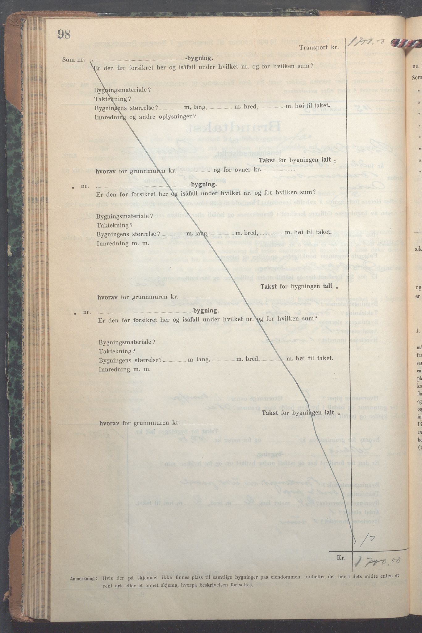 Lensmennene i Aker, OBA/A-10133/F/Fc/L0021: Branntakstprotokoll, 1921-1928, s. 98
