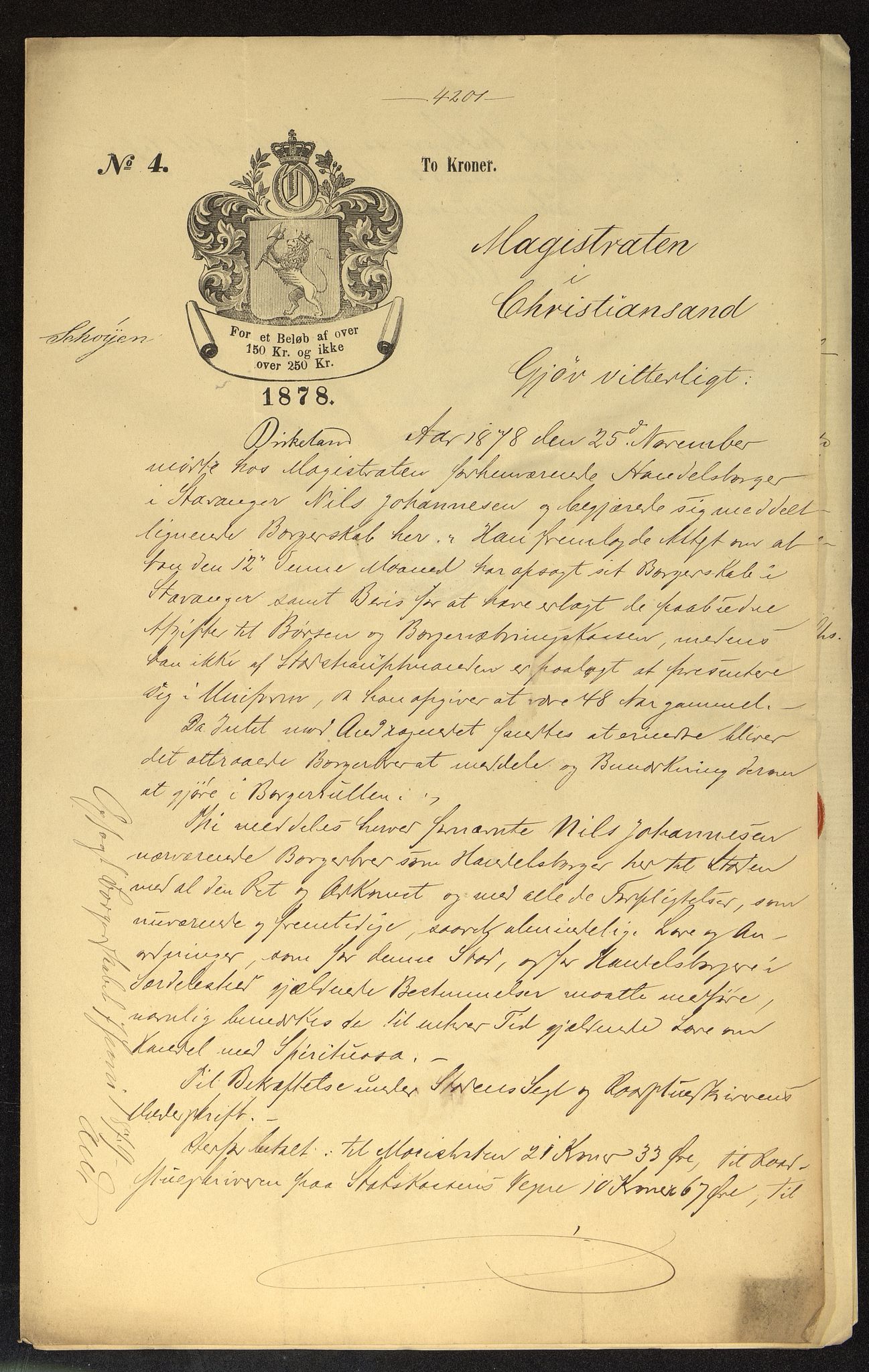 Kristiansand By - Magistraten, IKAV/1001KG122/G/Gc/L0009: Borgerbrev, 1877-1901