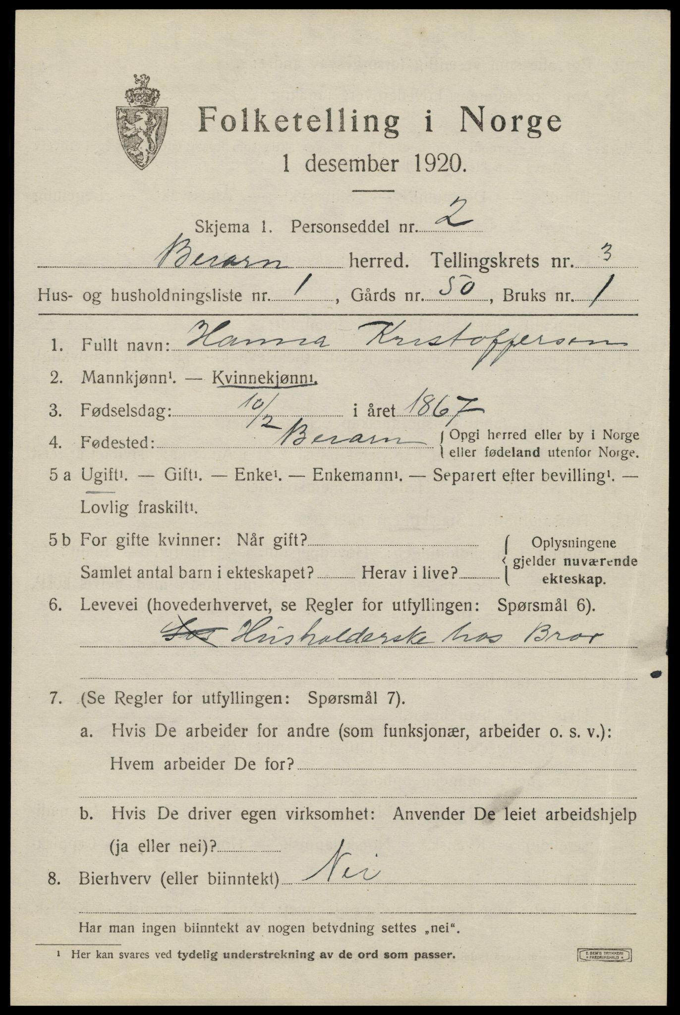 SAT, Folketelling 1920 for 1839 Beiarn herred, 1920, s. 1192