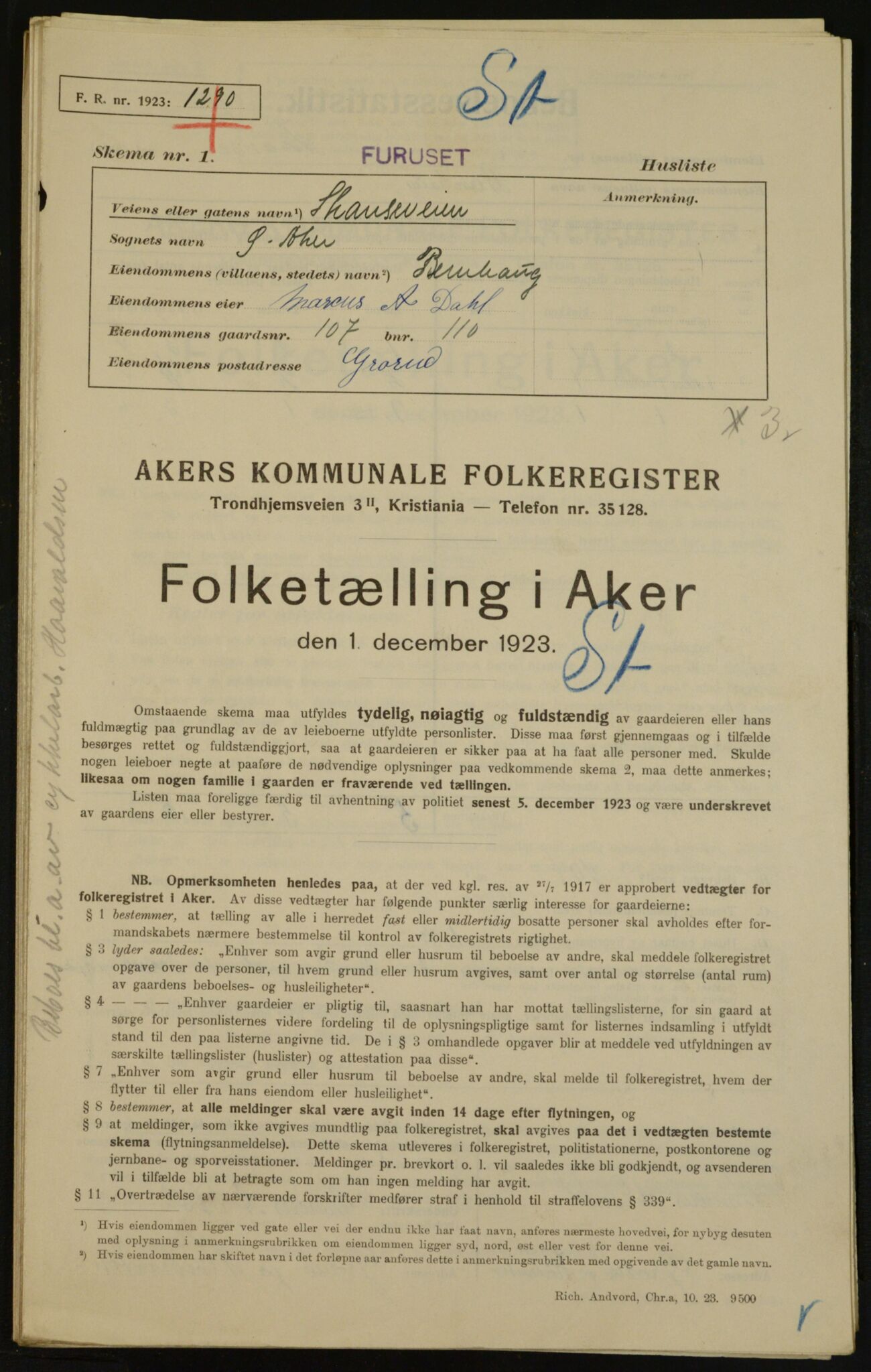 , Kommunal folketelling 1.12.1923 for Aker, 1923, s. 30555