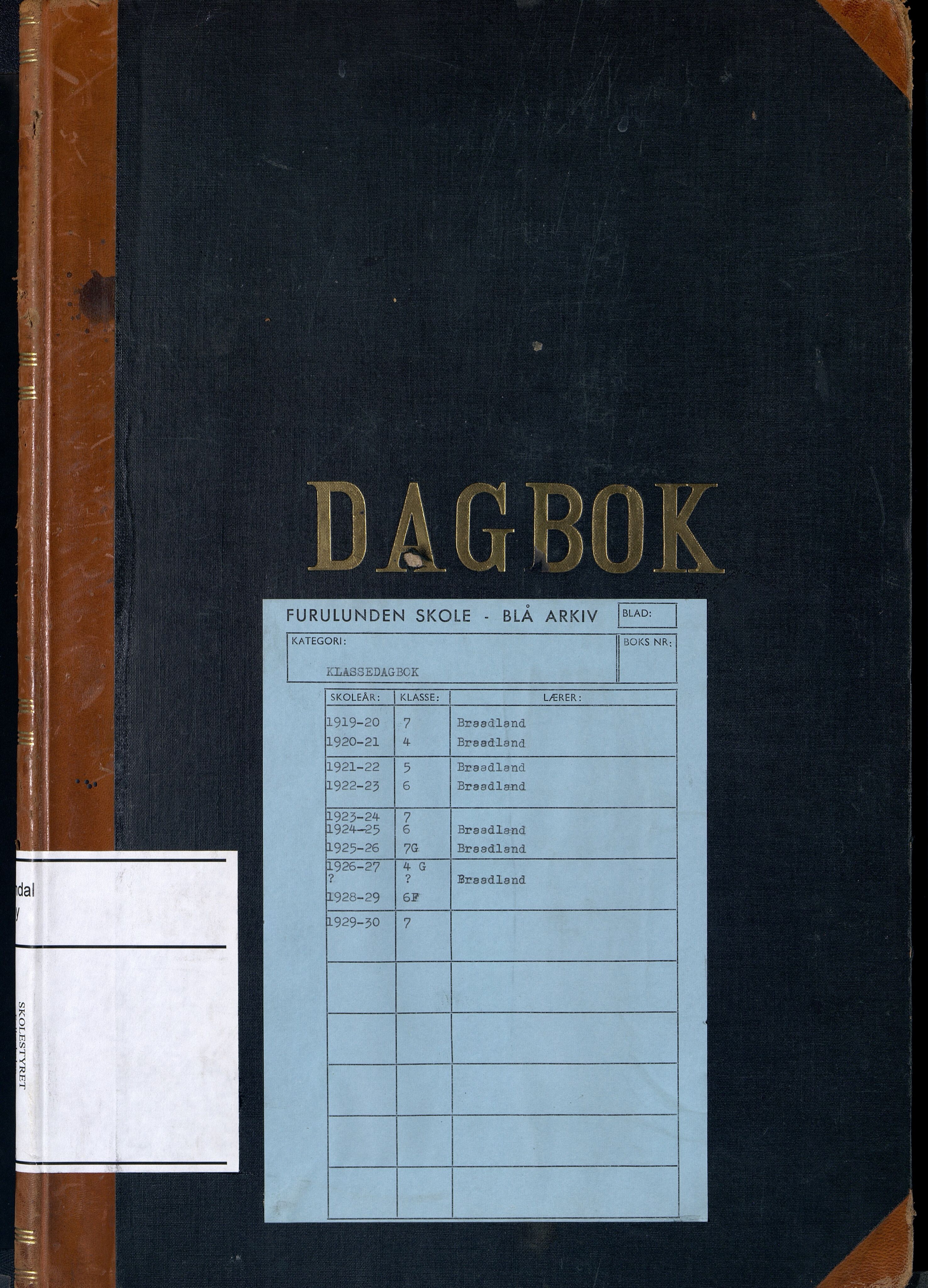 Mandal By - Mandal Allmueskole/Folkeskole/Skole, ARKSOR/1002MG551/I/L0043: Dagbok, 1919-1930