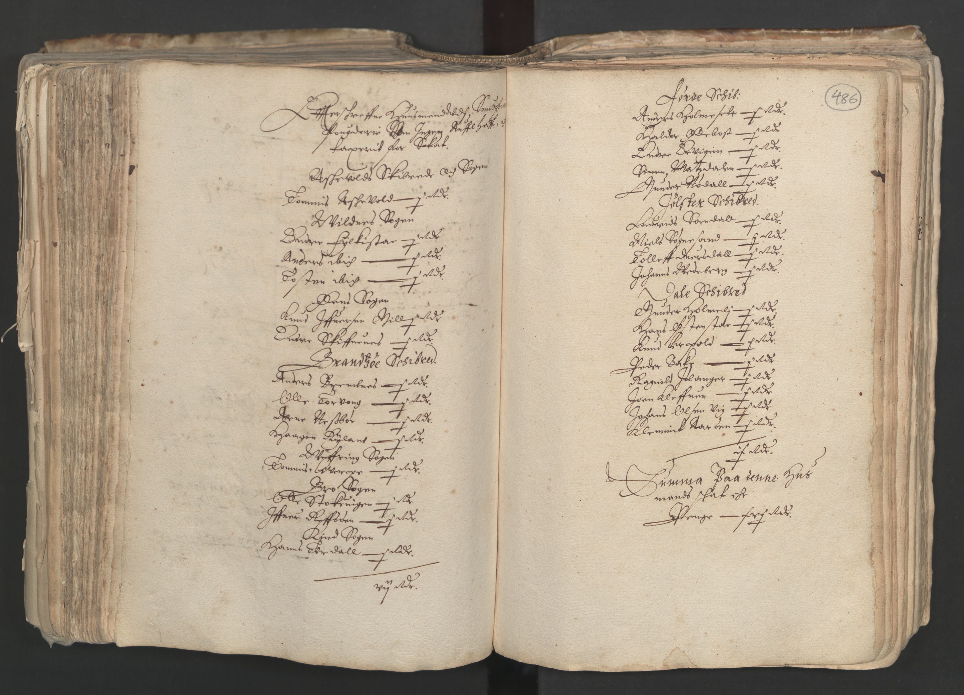 Rentekammeret inntil 1814, Realistisk ordnet avdeling, AV/RA-EA-4070/L/L0024/0001: Bergen lagdømme: / [A]: Alminnelig jordebok og skattemanntall (6 dalers kontribusjonsskatt). Sunnhordland, Hardanger, Nordhordland, Voss, Indre Sogn, Ytre Sogn, Sunnfjord, Nordfjord og Sunnmøre fogderi., 1661, s. 485b-486a