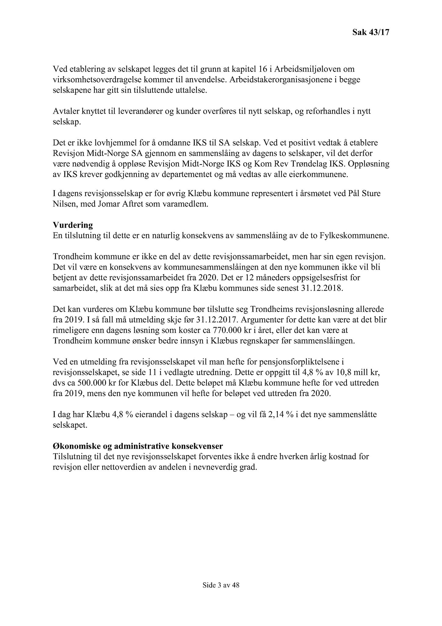 Klæbu Kommune, TRKO/KK/01-KS/L010: Kommunestyret - Møtedokumenter, 2017, s. 1271