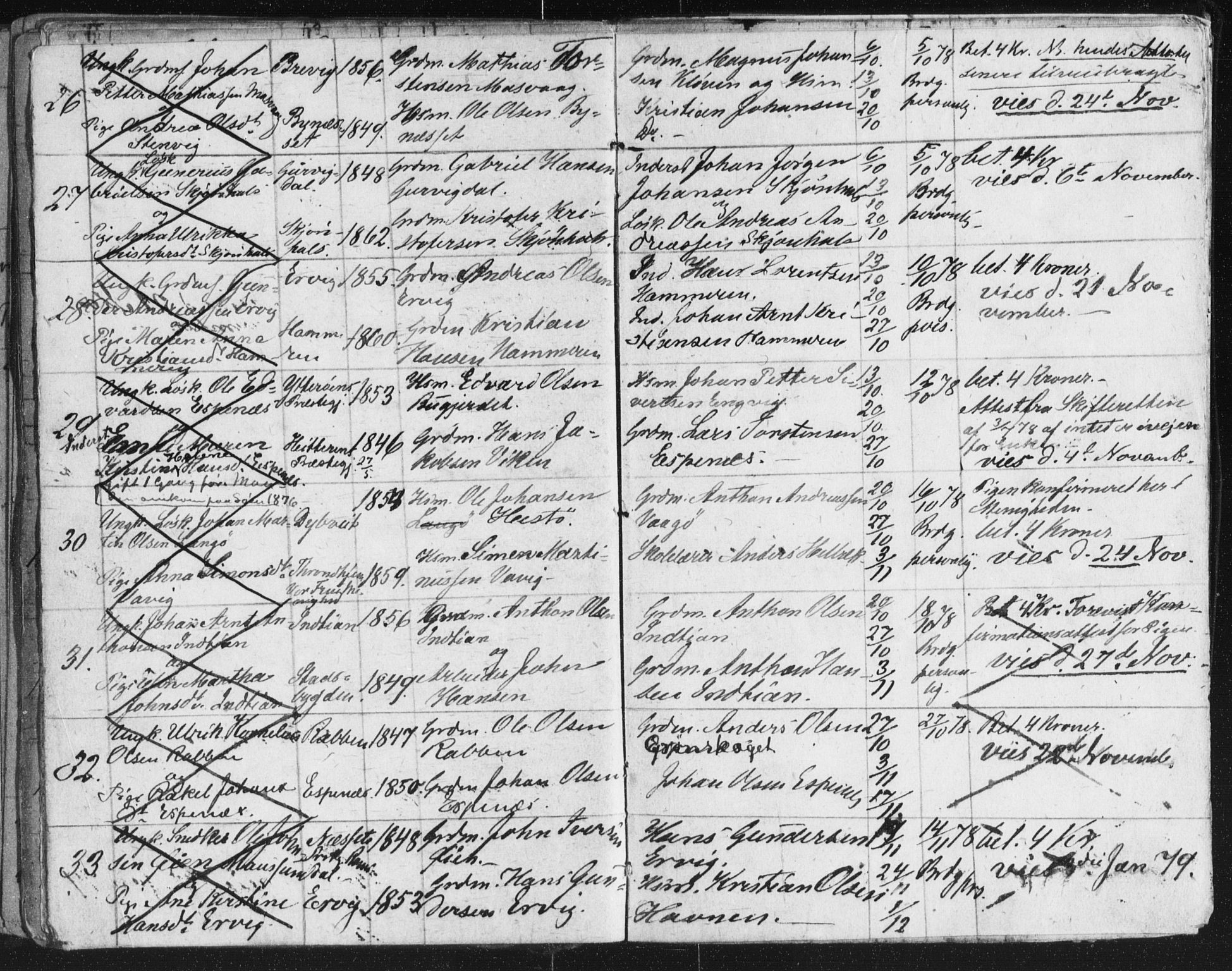 Frøya sokneprestkontor, AV/SAT-A-1116/1/I/I1/I1f/L0001: Lysningsprotokoll nr. 640.I.1f.1, 1871-1880