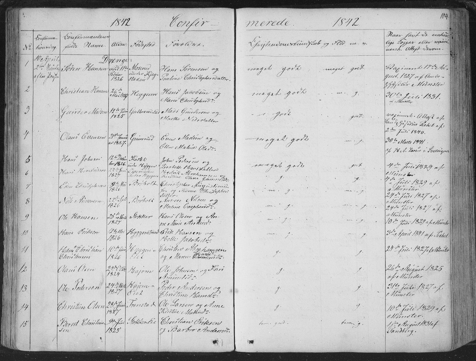 Røyken kirkebøker, SAKO/A-241/F/Fa/L0005: Ministerialbok nr. 5, 1833-1856, s. 104