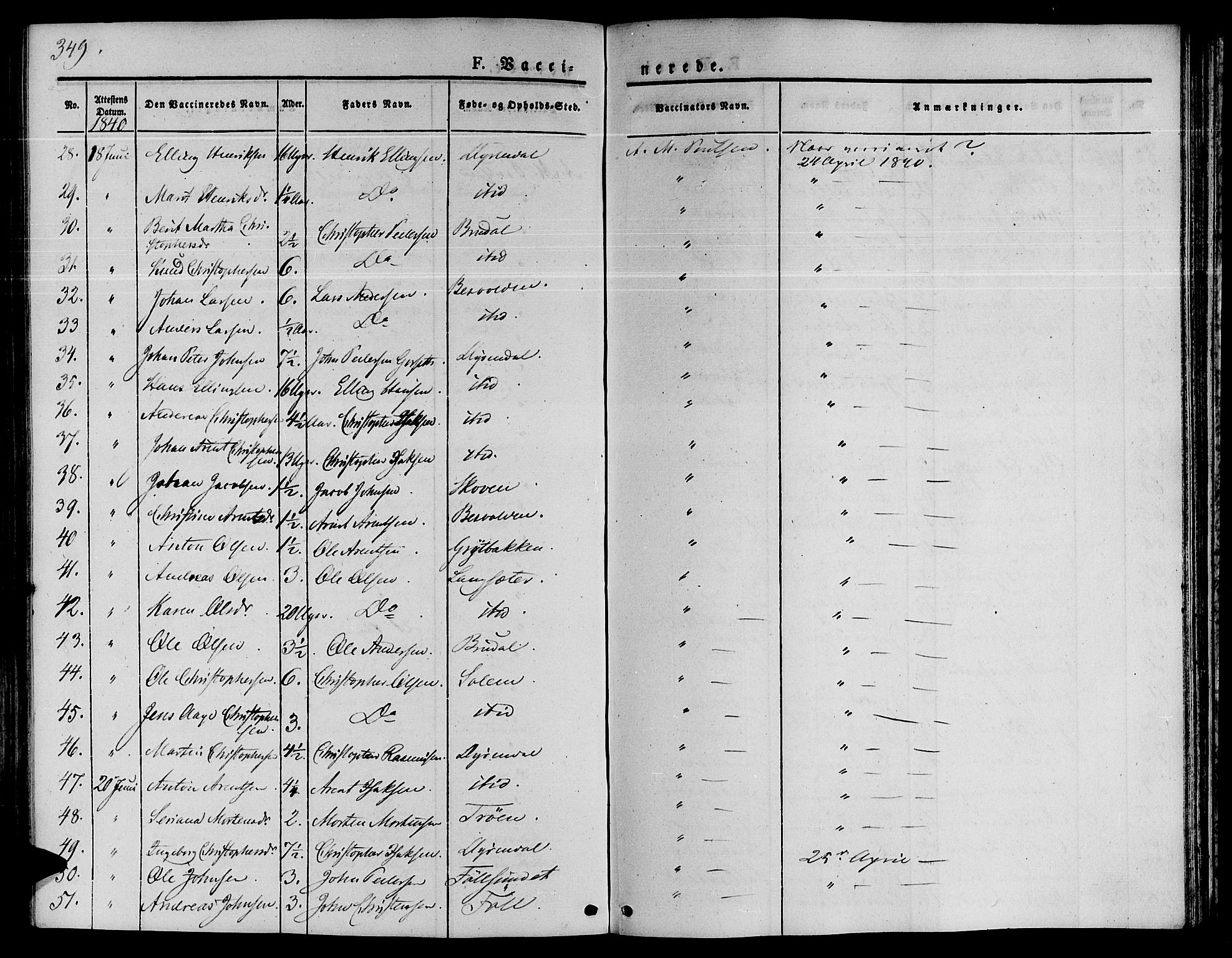 Ministerialprotokoller, klokkerbøker og fødselsregistre - Sør-Trøndelag, SAT/A-1456/646/L0610: Ministerialbok nr. 646A08, 1837-1847, s. 349
