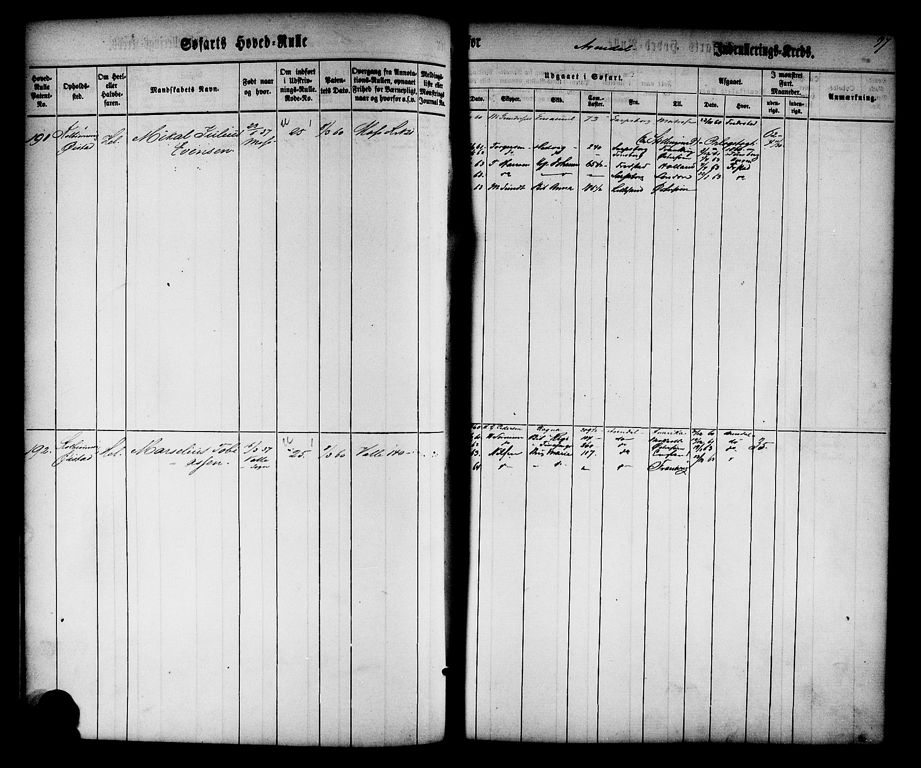 Arendal mønstringskrets, SAK/2031-0012/F/Fb/L0008: Hovedrulle nr 1-766, S-6, 1860-1865, s. 98