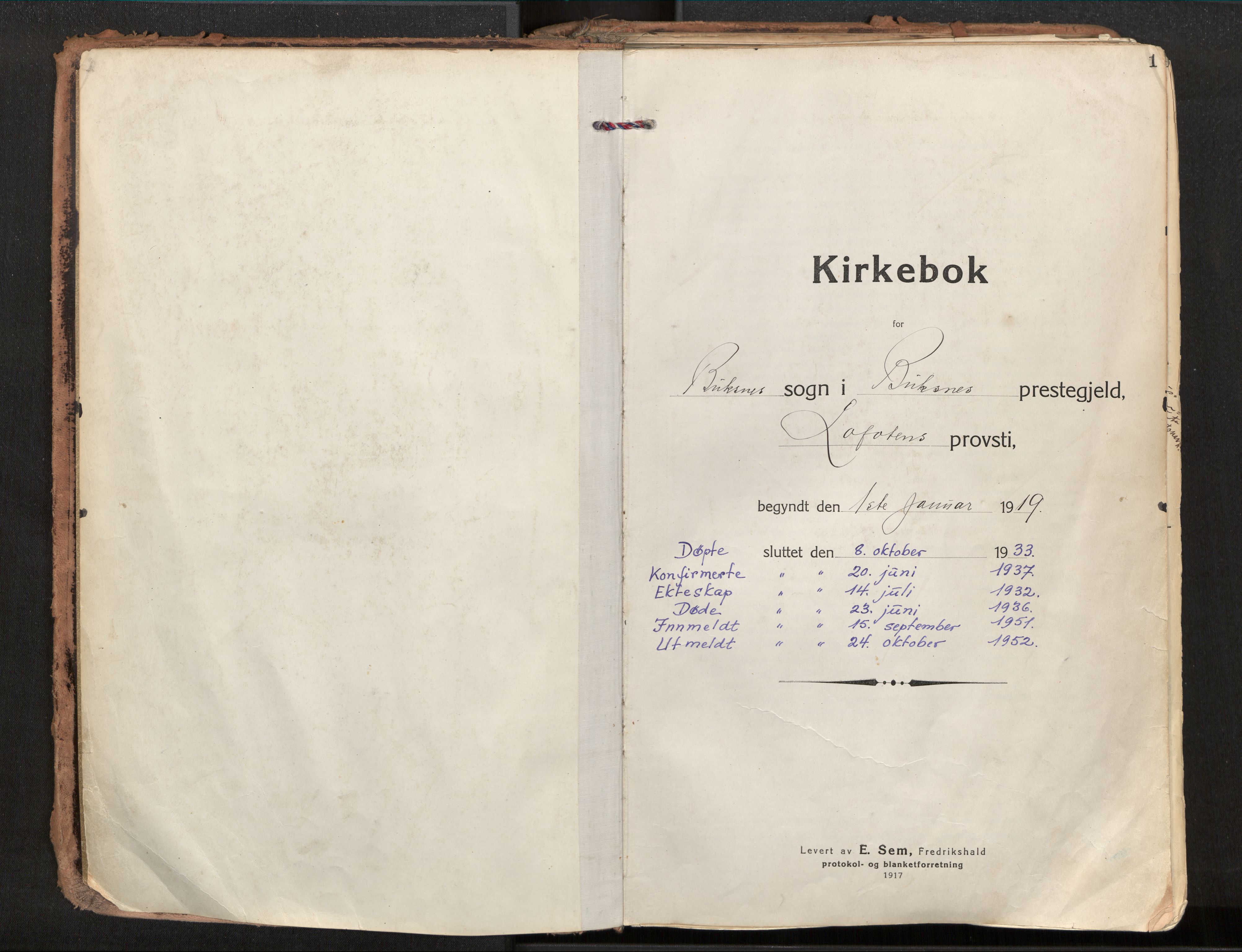 Ministerialprotokoller, klokkerbøker og fødselsregistre - Nordland, SAT/A-1459/881/L1160: Ministerialbok nr. 881A13, 1919-1937, s. 1
