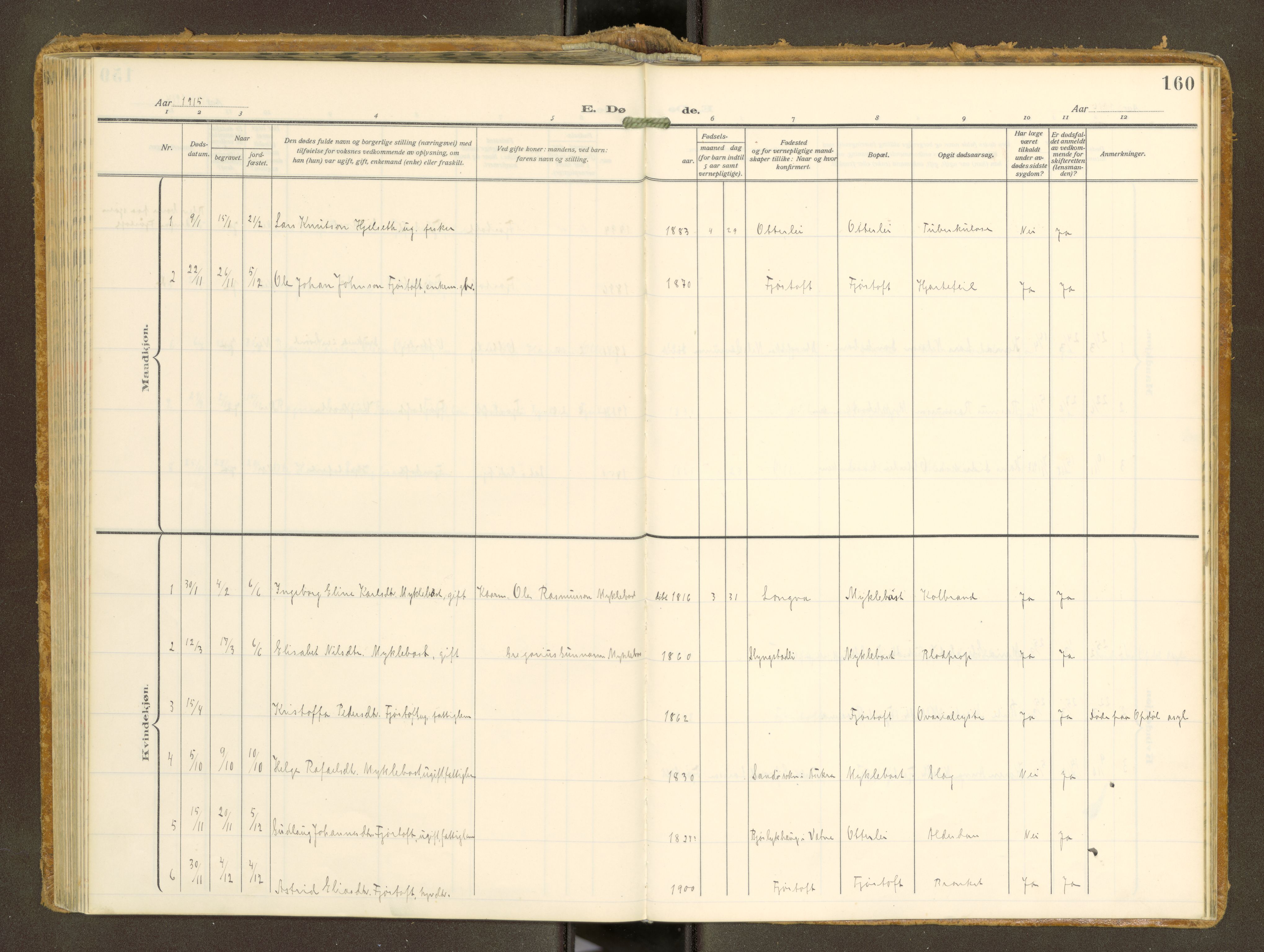 Ministerialprotokoller, klokkerbøker og fødselsregistre - Møre og Romsdal, AV/SAT-A-1454/538/L0528: Ministerialbok nr. 538A--, 1911-1935, s. 160