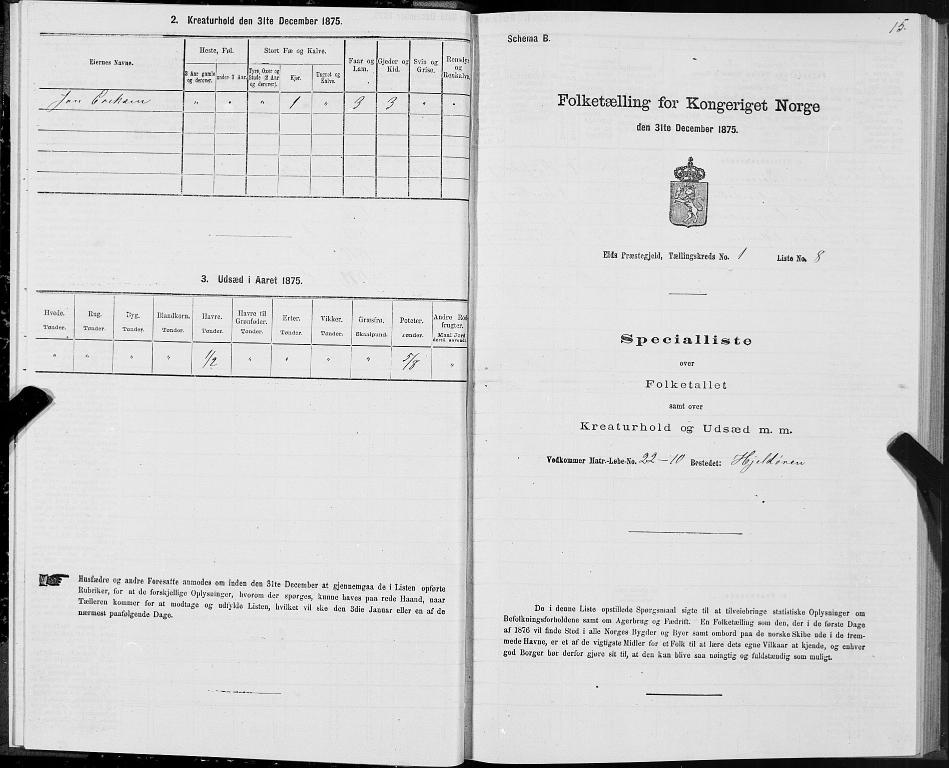 SAT, Folketelling 1875 for 1538P Eid prestegjeld, 1875, s. 1015