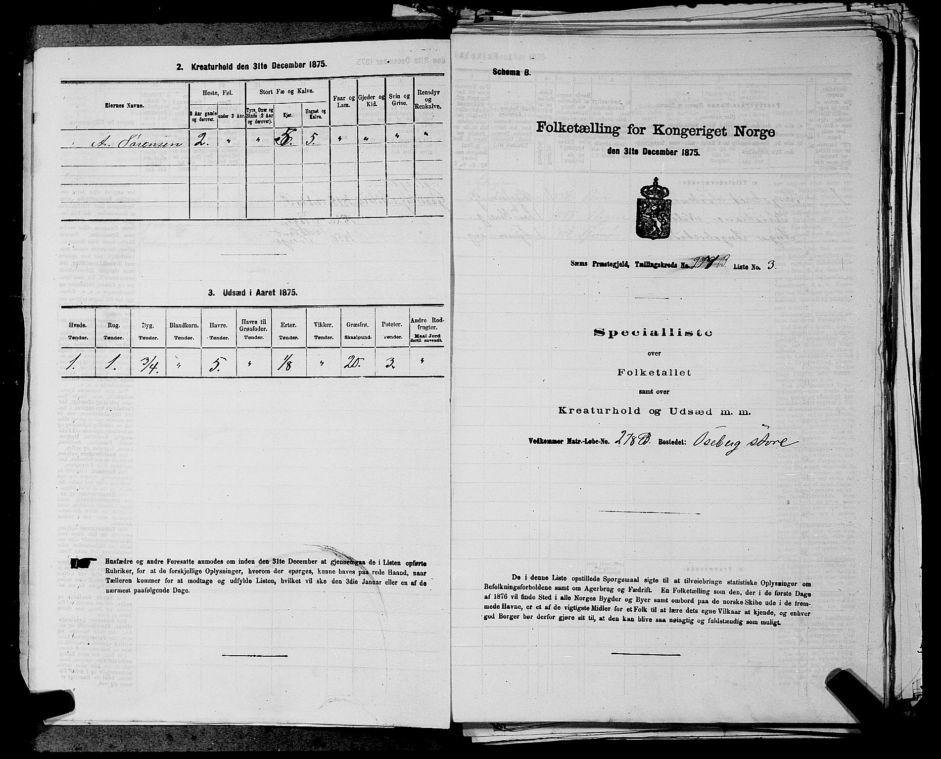 SAKO, Folketelling 1875 for 0721P Sem prestegjeld, 1875, s. 1137