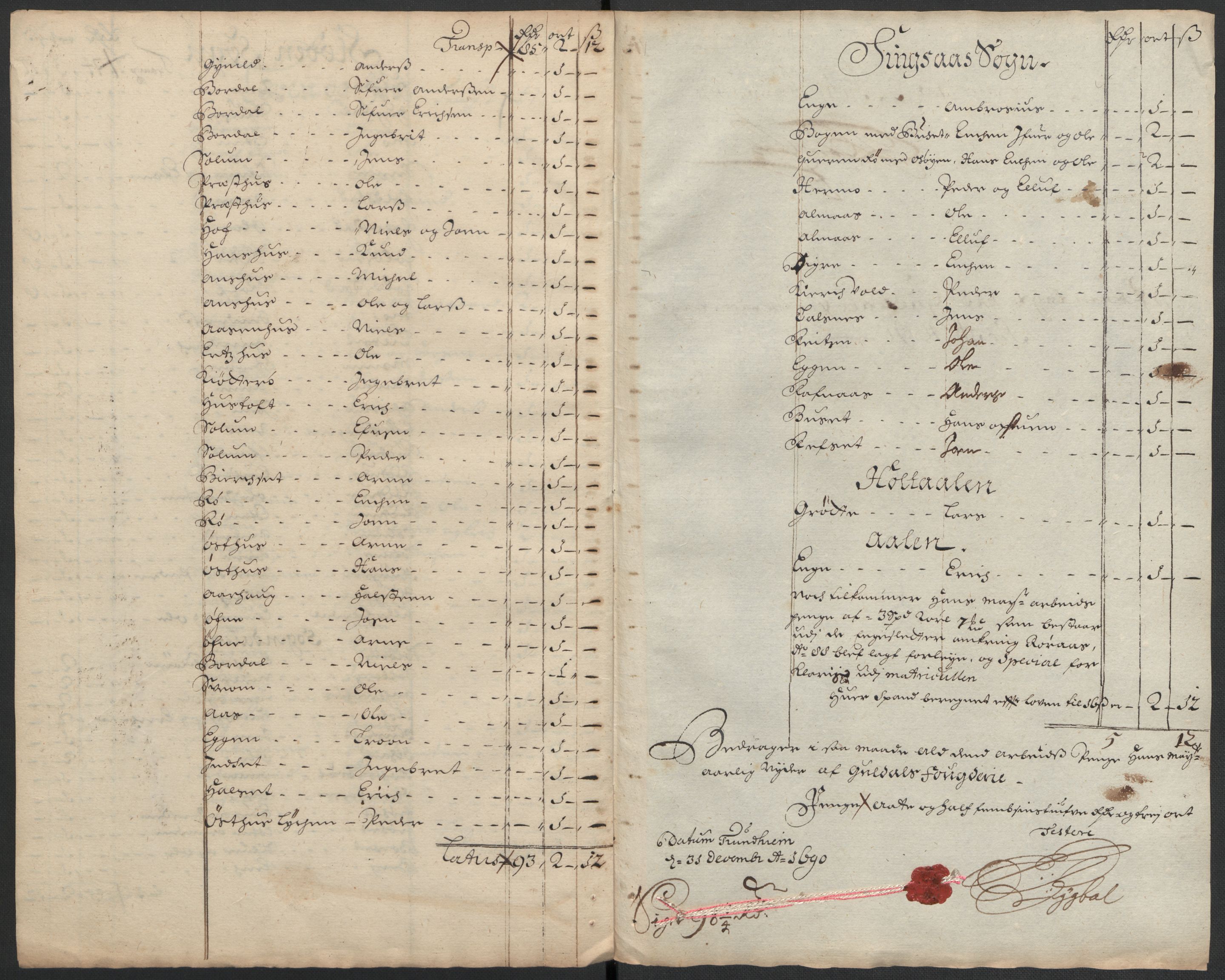 Rentekammeret inntil 1814, Reviderte regnskaper, Fogderegnskap, RA/EA-4092/R59/L3940: Fogderegnskap Gauldal, 1689-1690, s. 354
