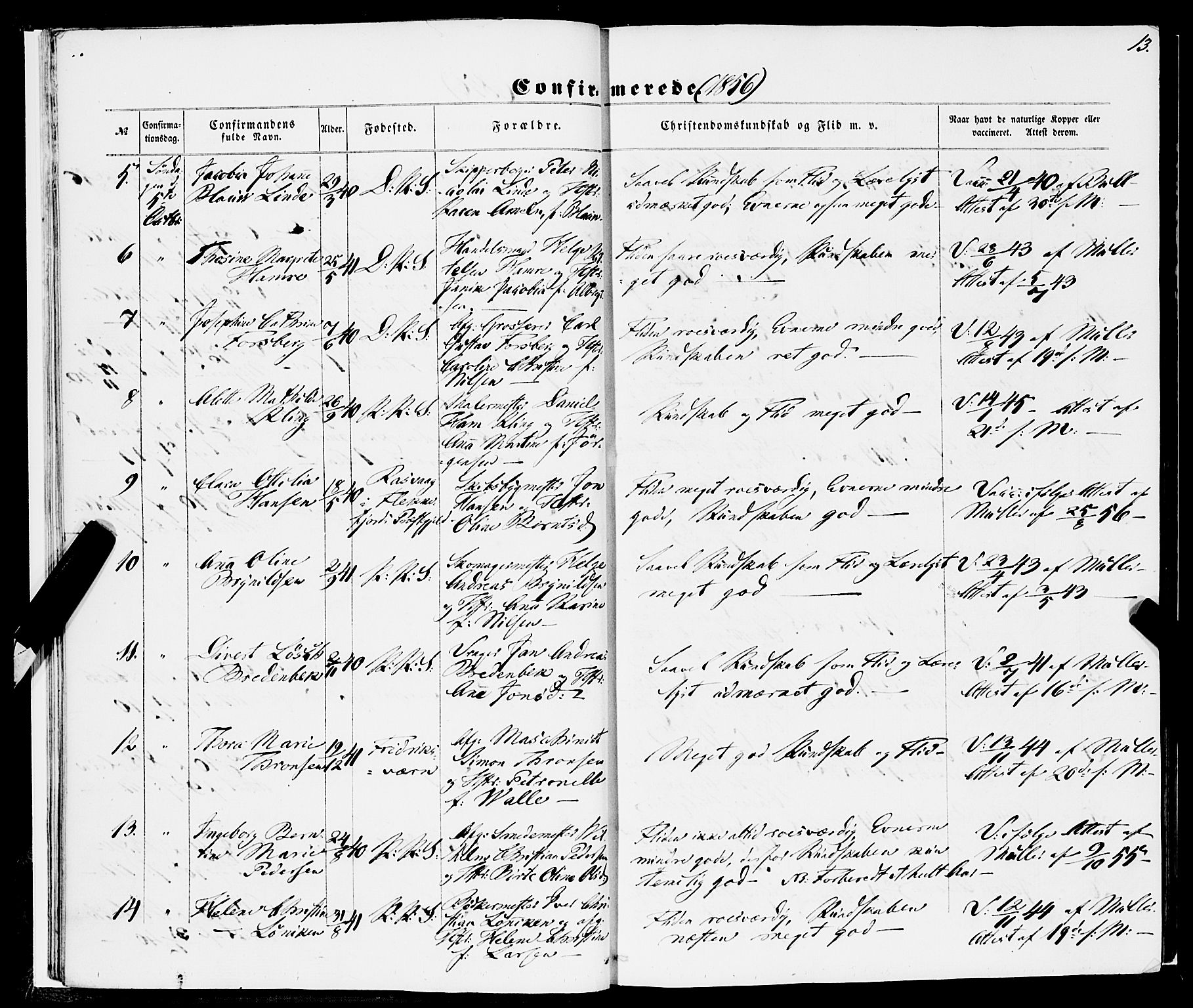 Korskirken sokneprestembete, AV/SAB-A-76101/H/Haa/L0069: Residerende kapellans bok nr. A 4, 1856-1869, s. 13