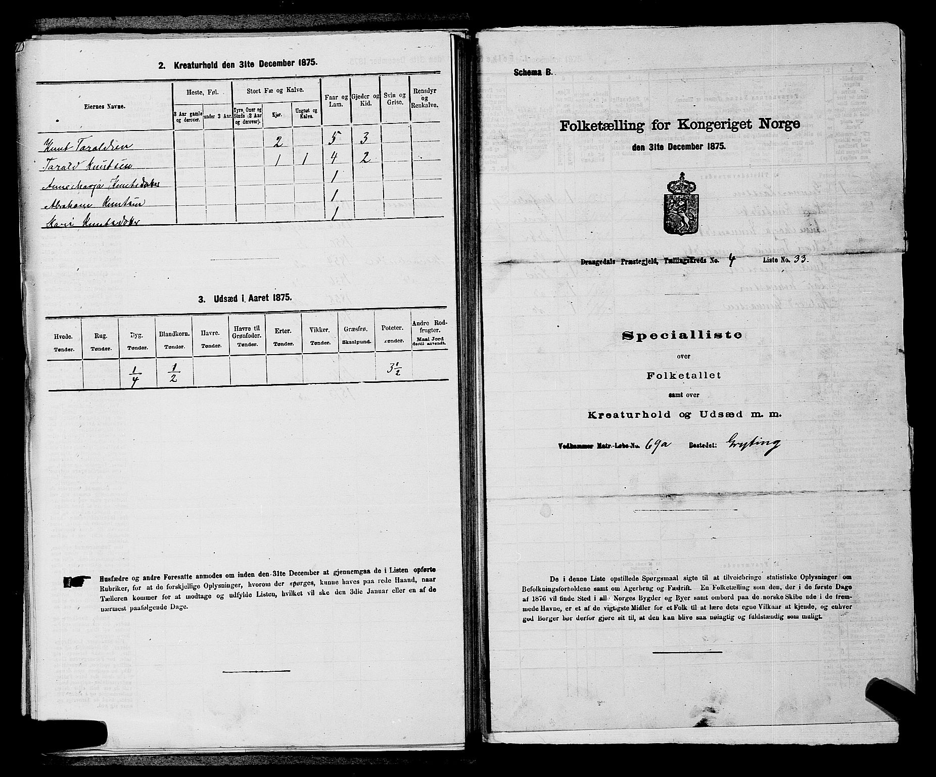 SAKO, Folketelling 1875 for 0817P Drangedal prestegjeld, 1875, s. 481