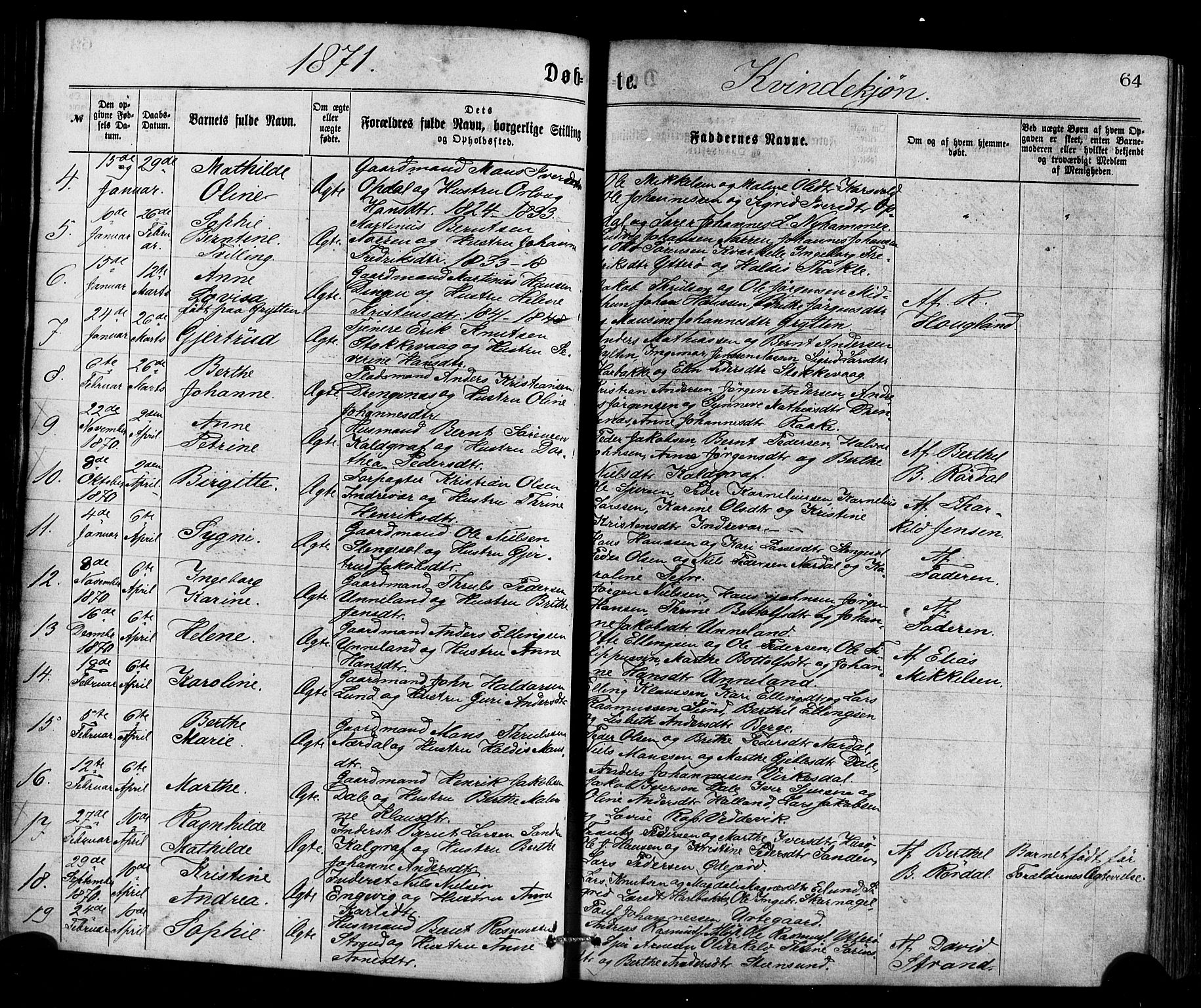 Gulen sokneprestembete, AV/SAB-A-80201/H/Haa/Haaa/L0023: Ministerialbok nr. A 23, 1870-1880, s. 64