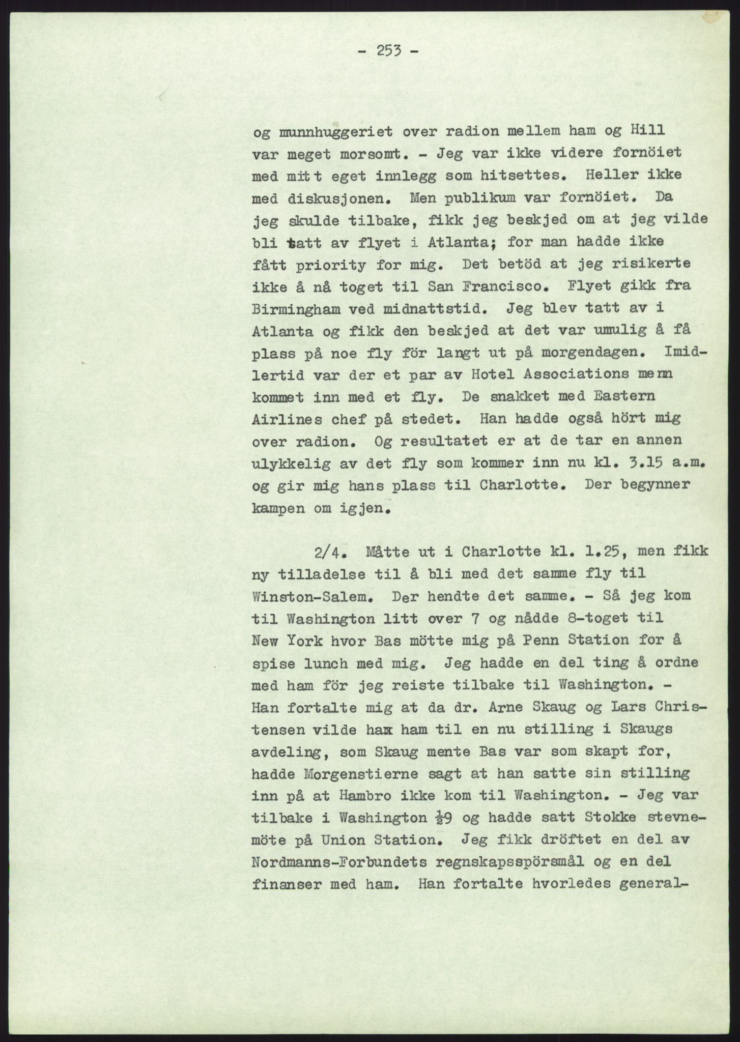 Hambro, Carl Joachim, AV/RA-PA-0260/F/L0001/0004: Div. private papirer og dagbok (avskrift) / Dagbok, maskinskrevet (2/2), 1945