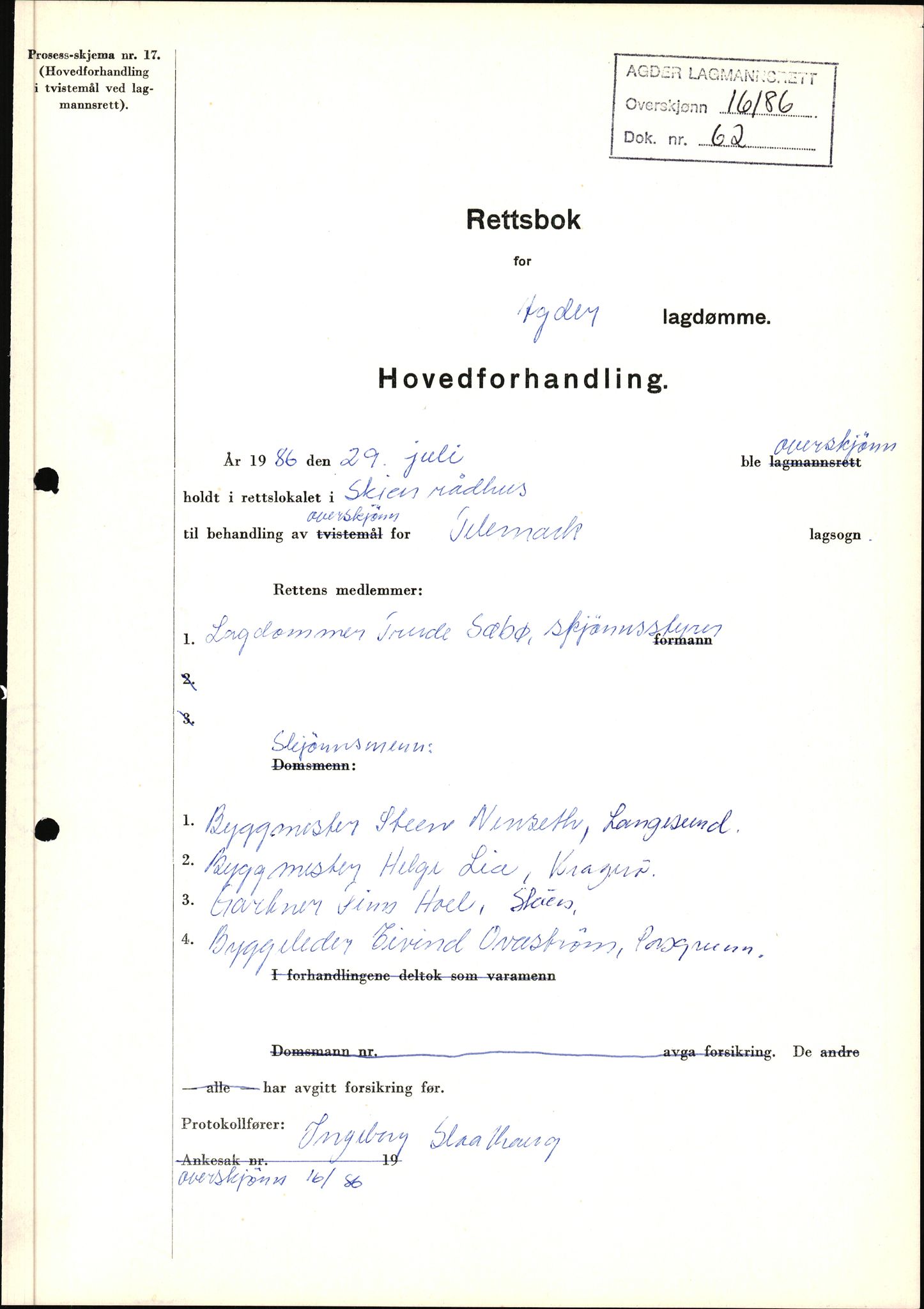 Porsgrunn og Skien byfogd, AV/SAKO-A-221/F/Fc/Fcc/L0067: Sivile saker, 1985, s. 209