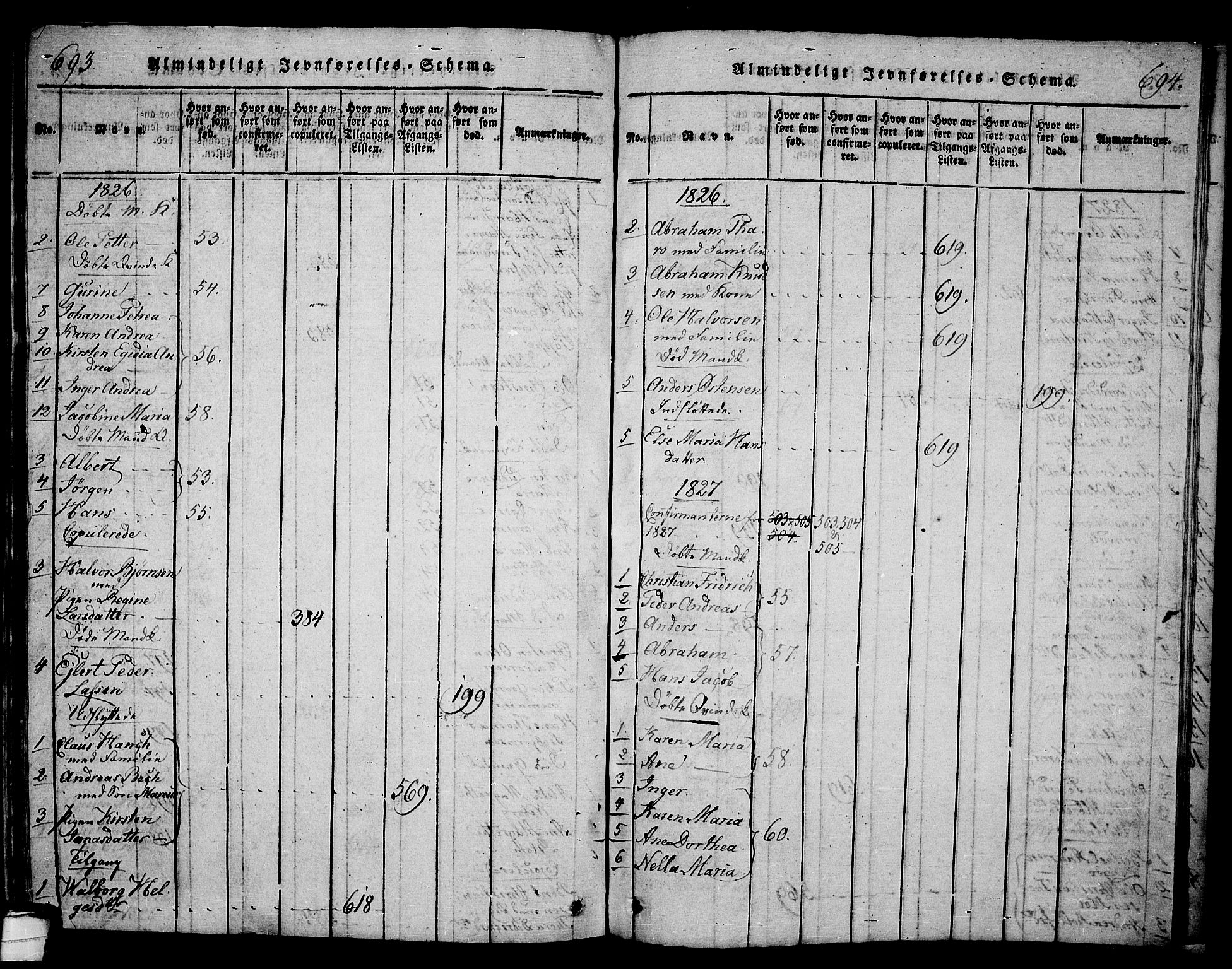 Langesund kirkebøker, AV/SAKO-A-280/G/Ga/L0003: Klokkerbok nr. 3, 1815-1858, s. 693-694