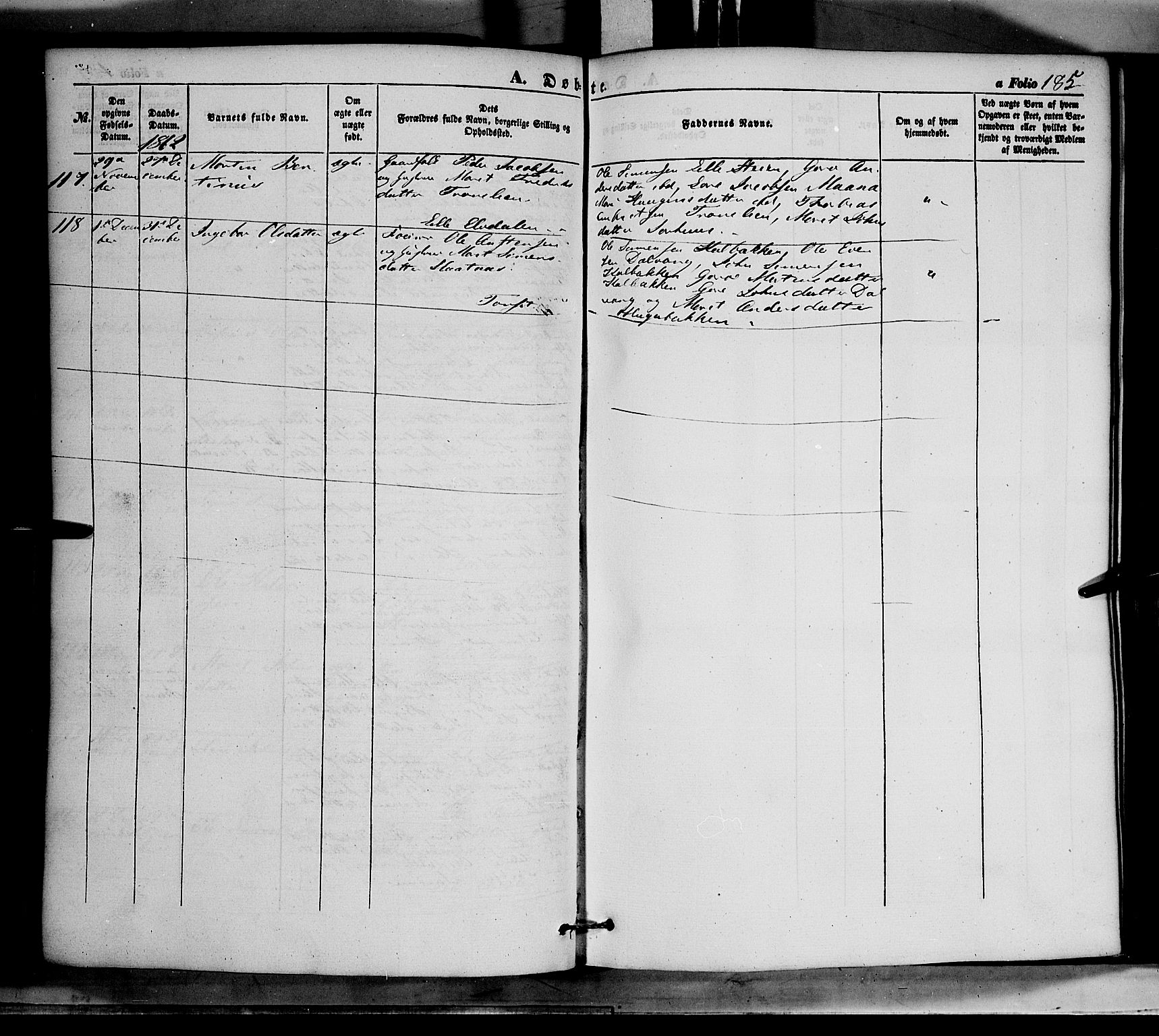 Tynset prestekontor, AV/SAH-PREST-058/H/Ha/Haa/L0020: Ministerialbok nr. 20, 1848-1862, s. 185