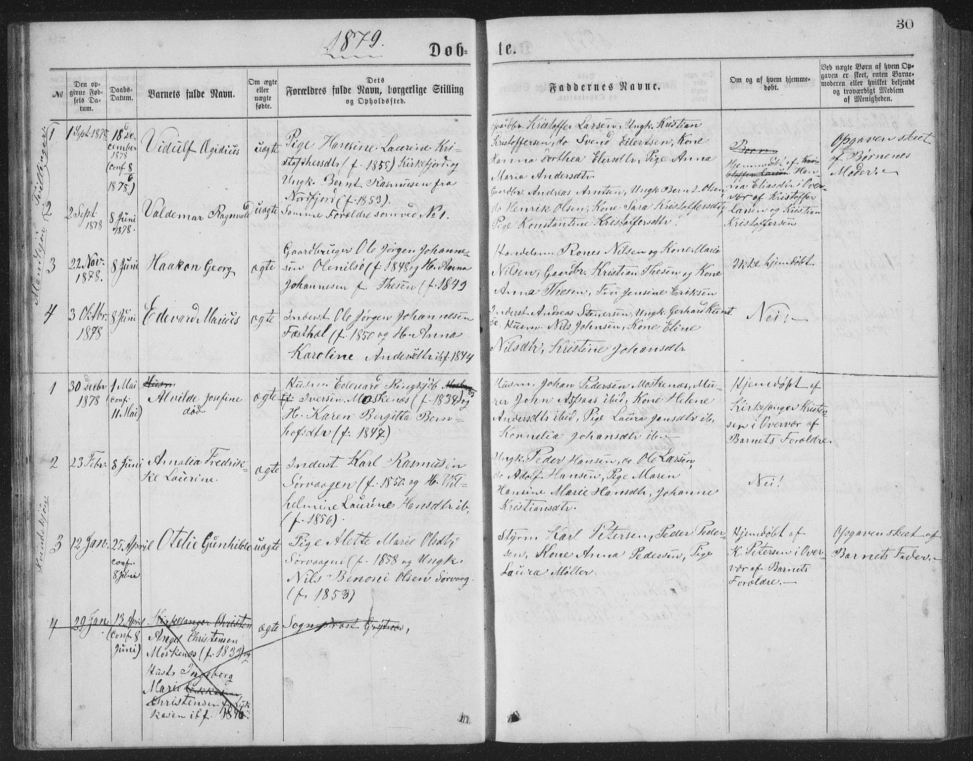 Ministerialprotokoller, klokkerbøker og fødselsregistre - Nordland, AV/SAT-A-1459/886/L1225: Klokkerbok nr. 886C02, 1874-1896, s. 30