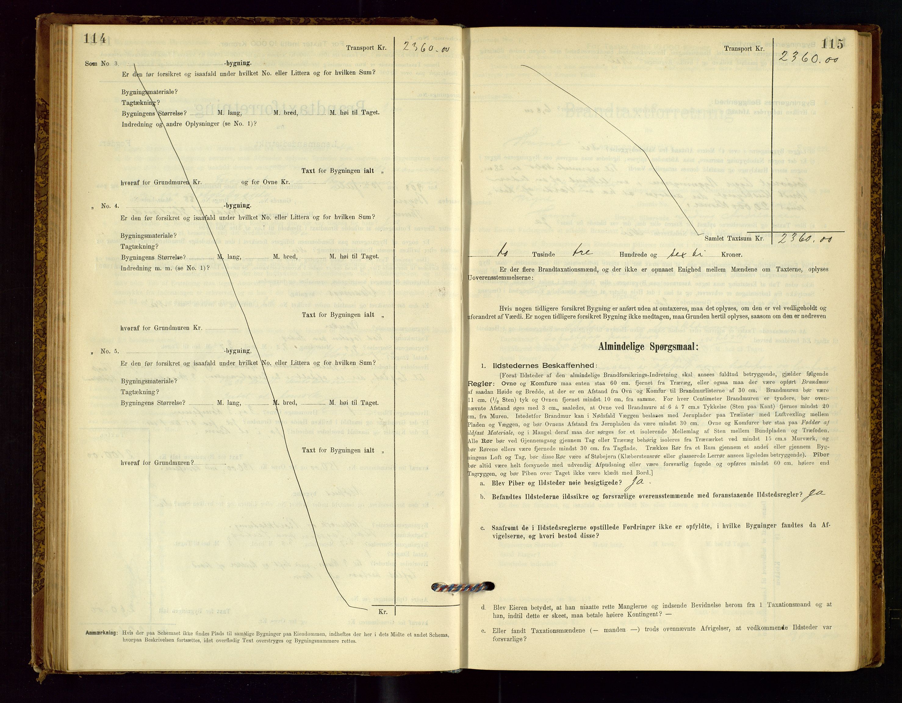 Time lensmannskontor, SAST/A-100420/Gob/L0001: Branntakstprotokoll, 1896-1914, s. 114-115