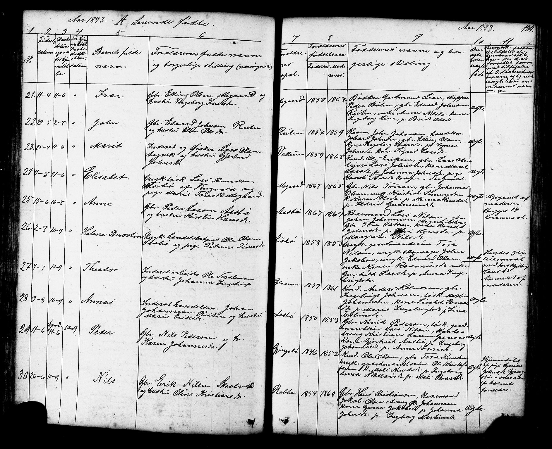 Ministerialprotokoller, klokkerbøker og fødselsregistre - Møre og Romsdal, AV/SAT-A-1454/576/L0890: Klokkerbok nr. 576C01, 1837-1908, s. 124