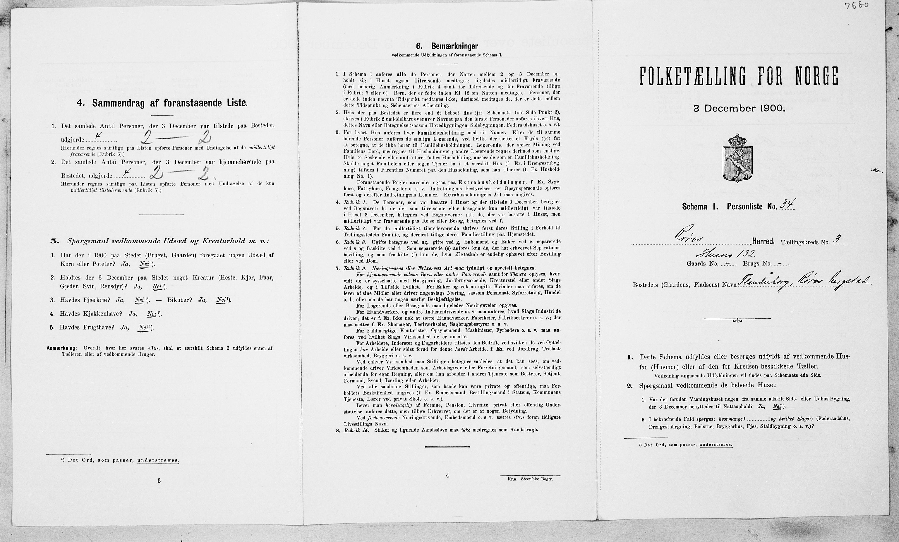 SAT, Folketelling 1900 for 1640 Røros herred, 1900, s. 334