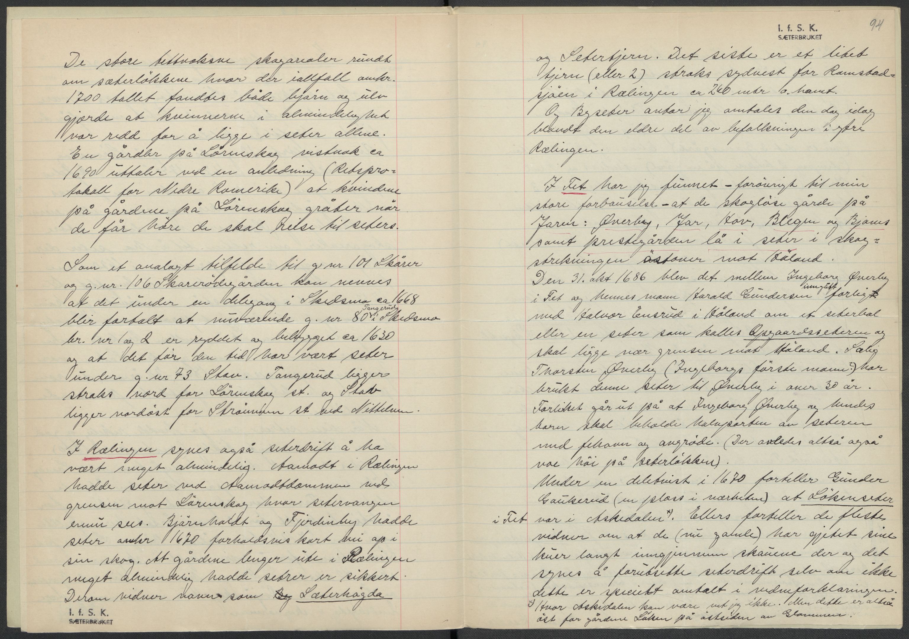 Instituttet for sammenlignende kulturforskning, AV/RA-PA-0424/F/Fc/L0002/0002: Eske B2: / Akershus (perm II), 1932-1936, s. 94