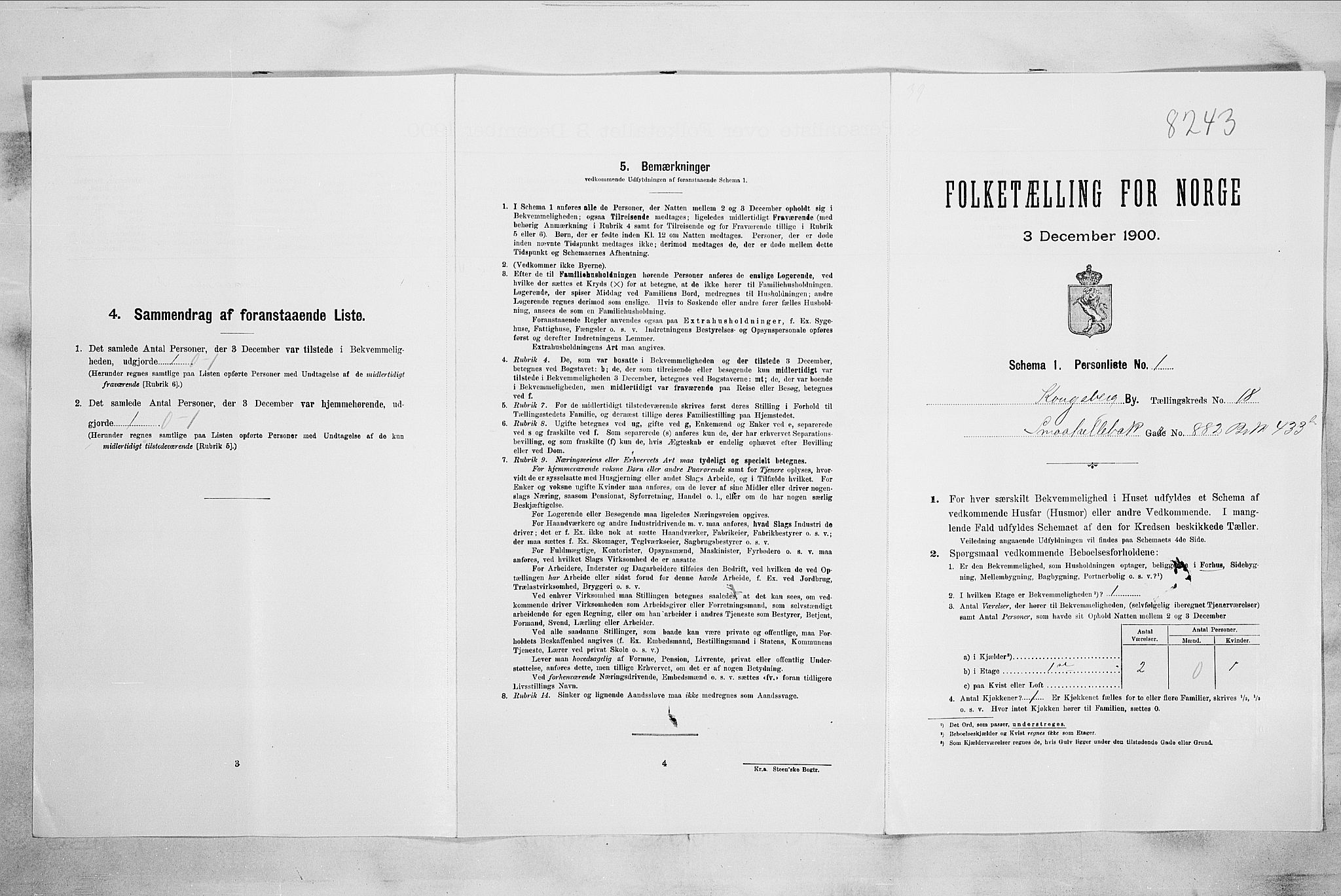 RA, Folketelling 1900 for 0604 Kongsberg kjøpstad, 1900, s. 3760
