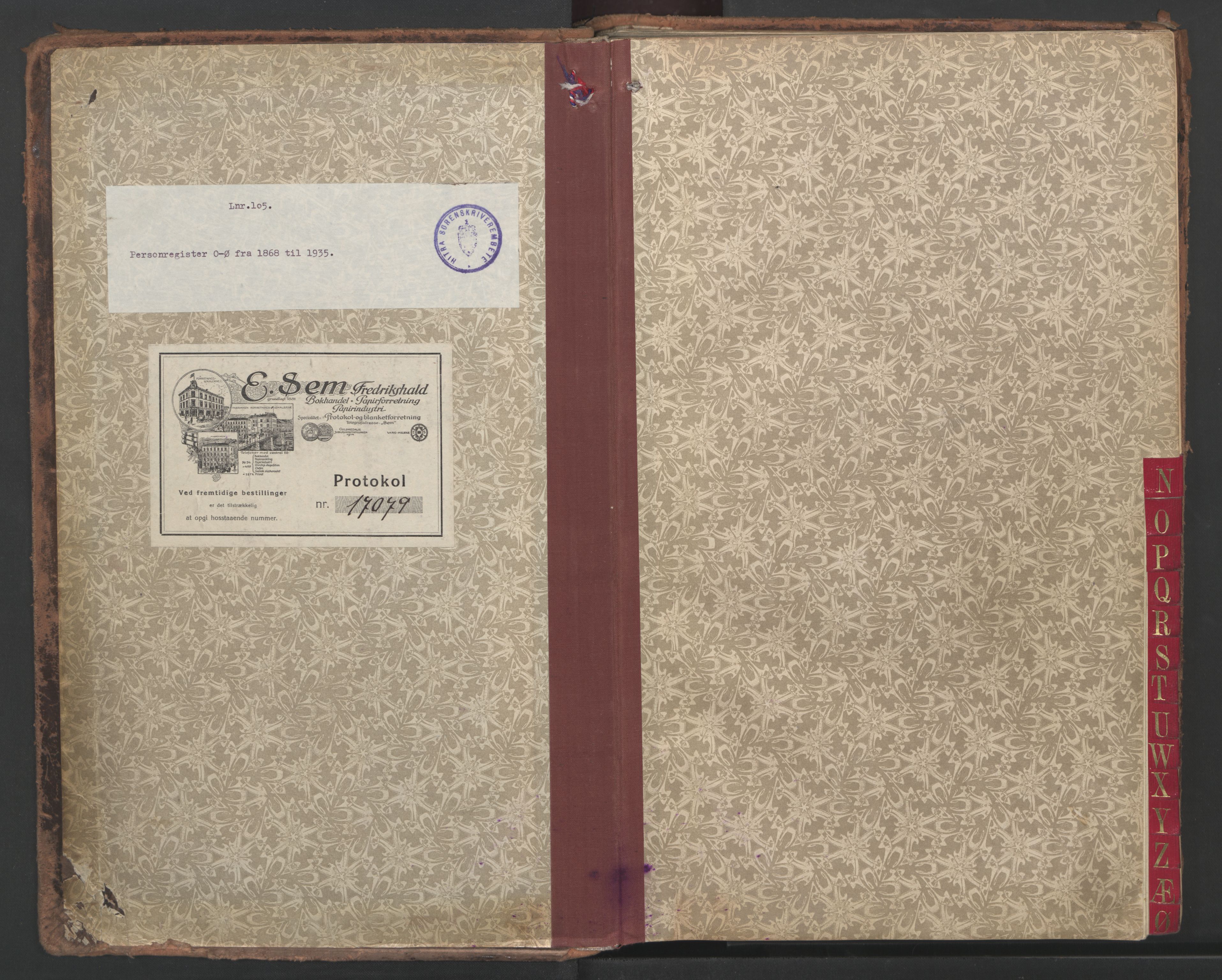 Hitra sorenskriveri, SAT/A-0018/2/2B/L0006: Panteregister nr. 6, 1868-1935