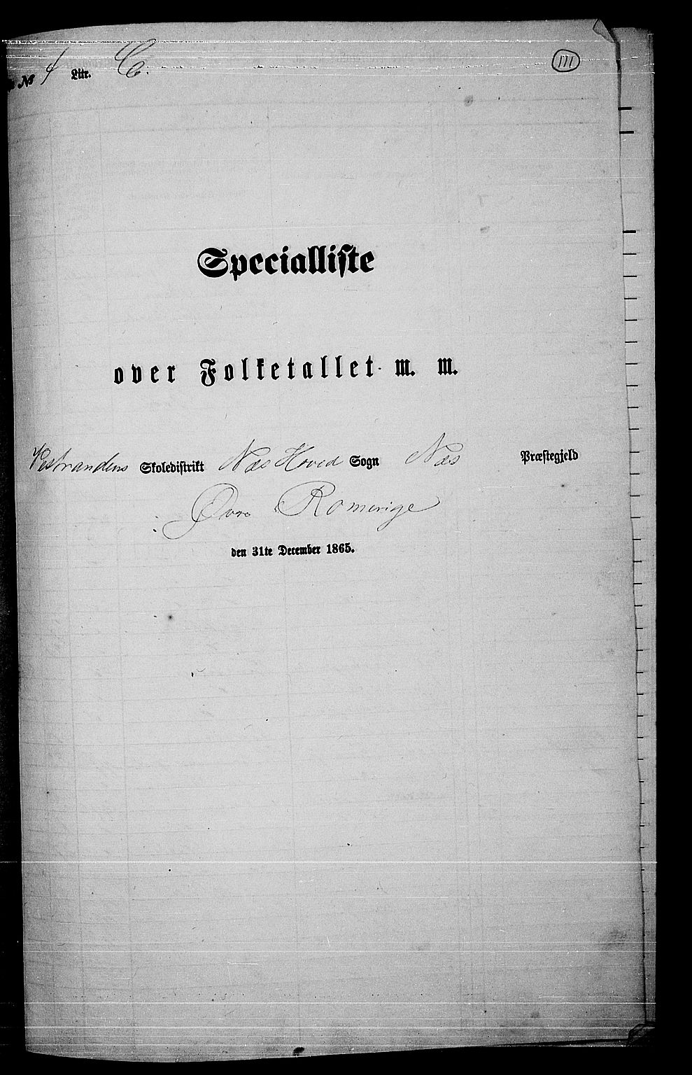 RA, Folketelling 1865 for 0236P Nes prestegjeld, 1865, s. 103