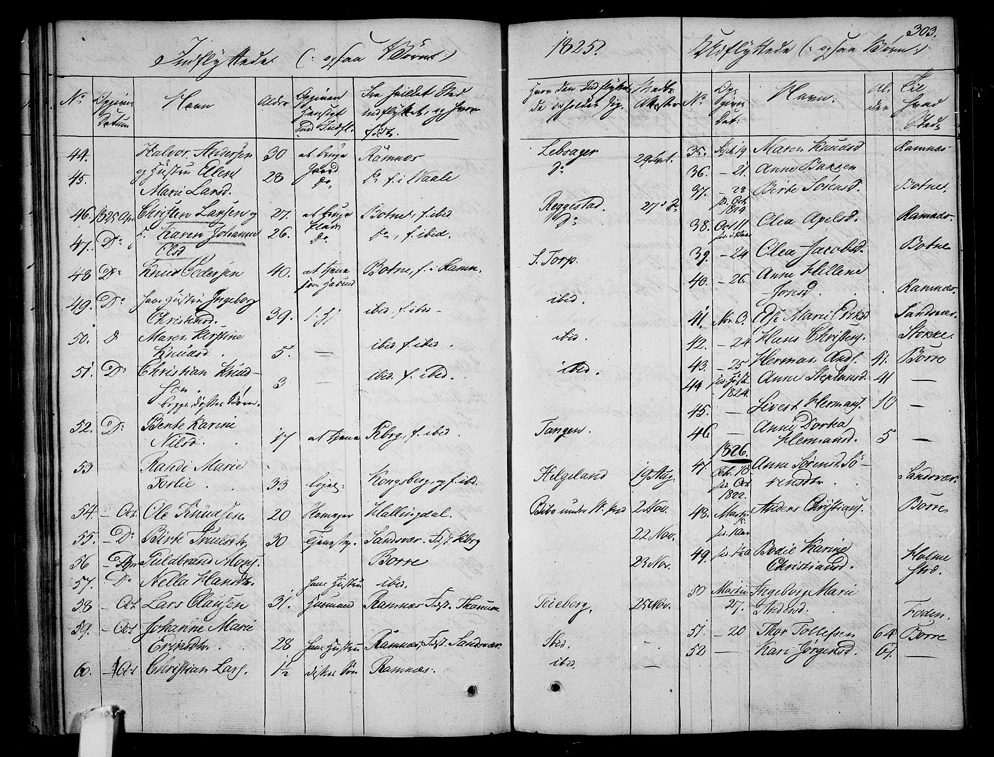 Våle kirkebøker, AV/SAKO-A-334/F/Fa/L0008: Ministerialbok nr. I 8, 1824-1844, s. 303