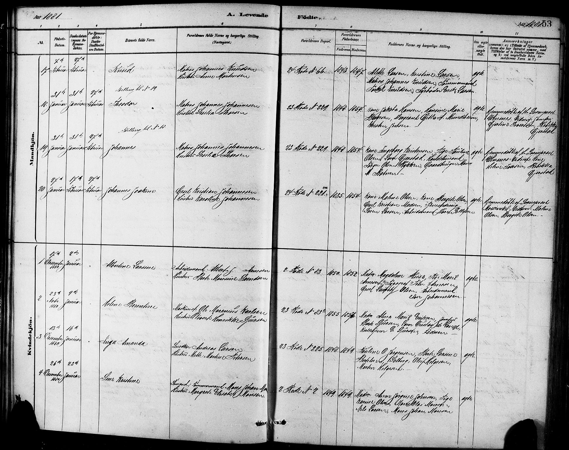 Sandviken Sokneprestembete, AV/SAB-A-77601/H/Hb/L0001: Klokkerbok nr. A 2, 1879-1892, s. 53