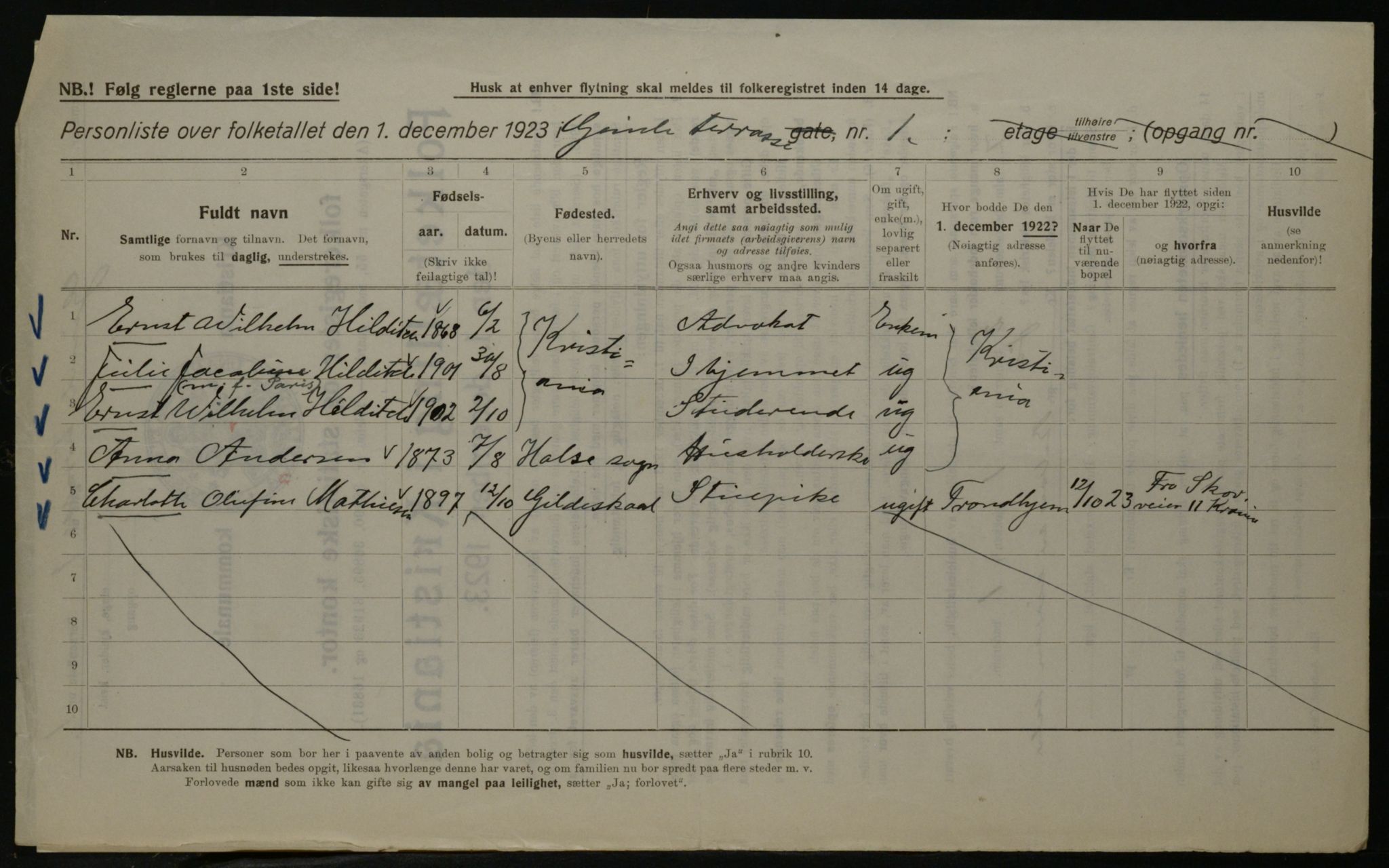 OBA, Kommunal folketelling 1.12.1923 for Kristiania, 1923, s. 32989