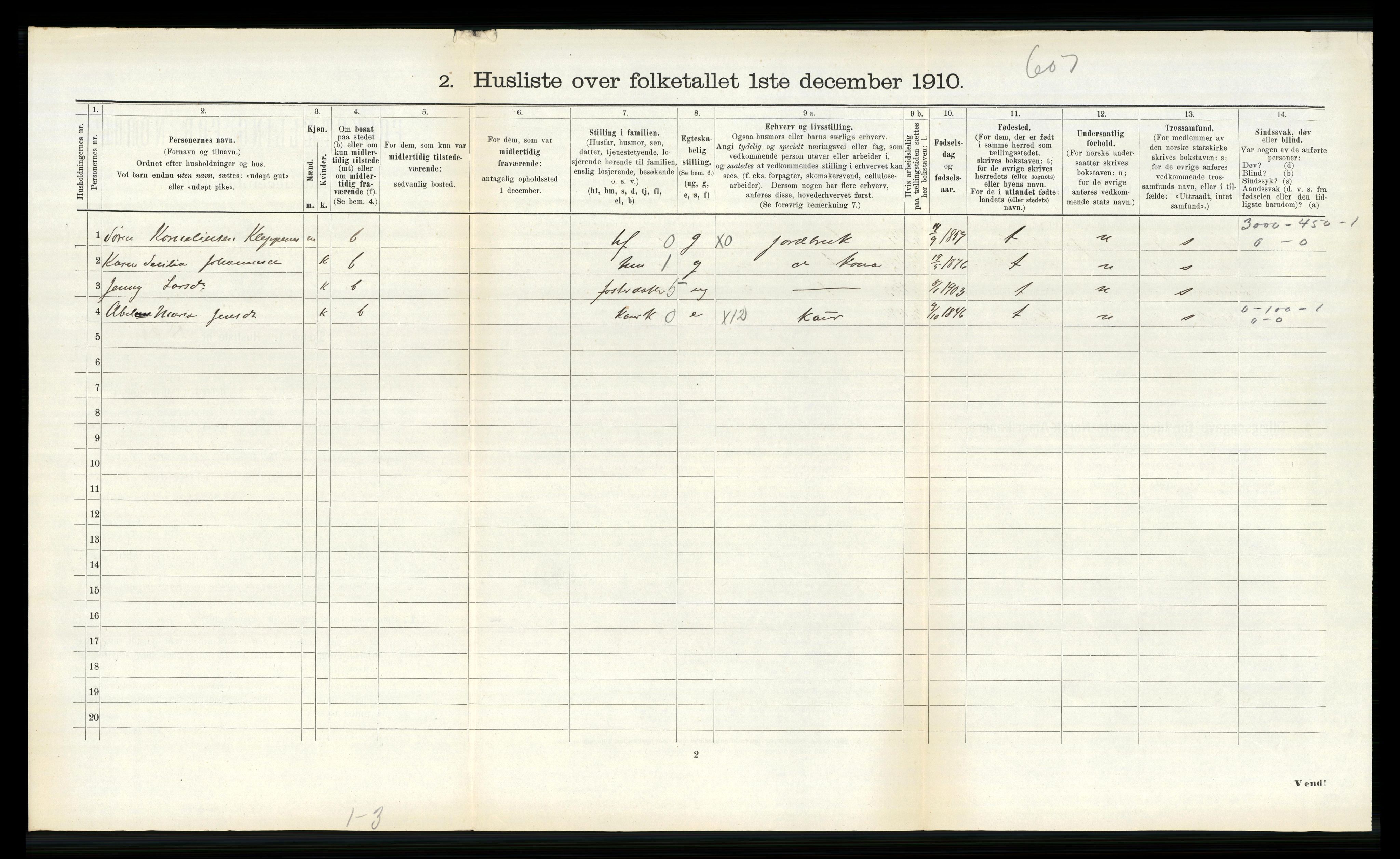 RA, Folketelling 1910 for 1429 Ytre Holmedal herred, 1910, s. 255