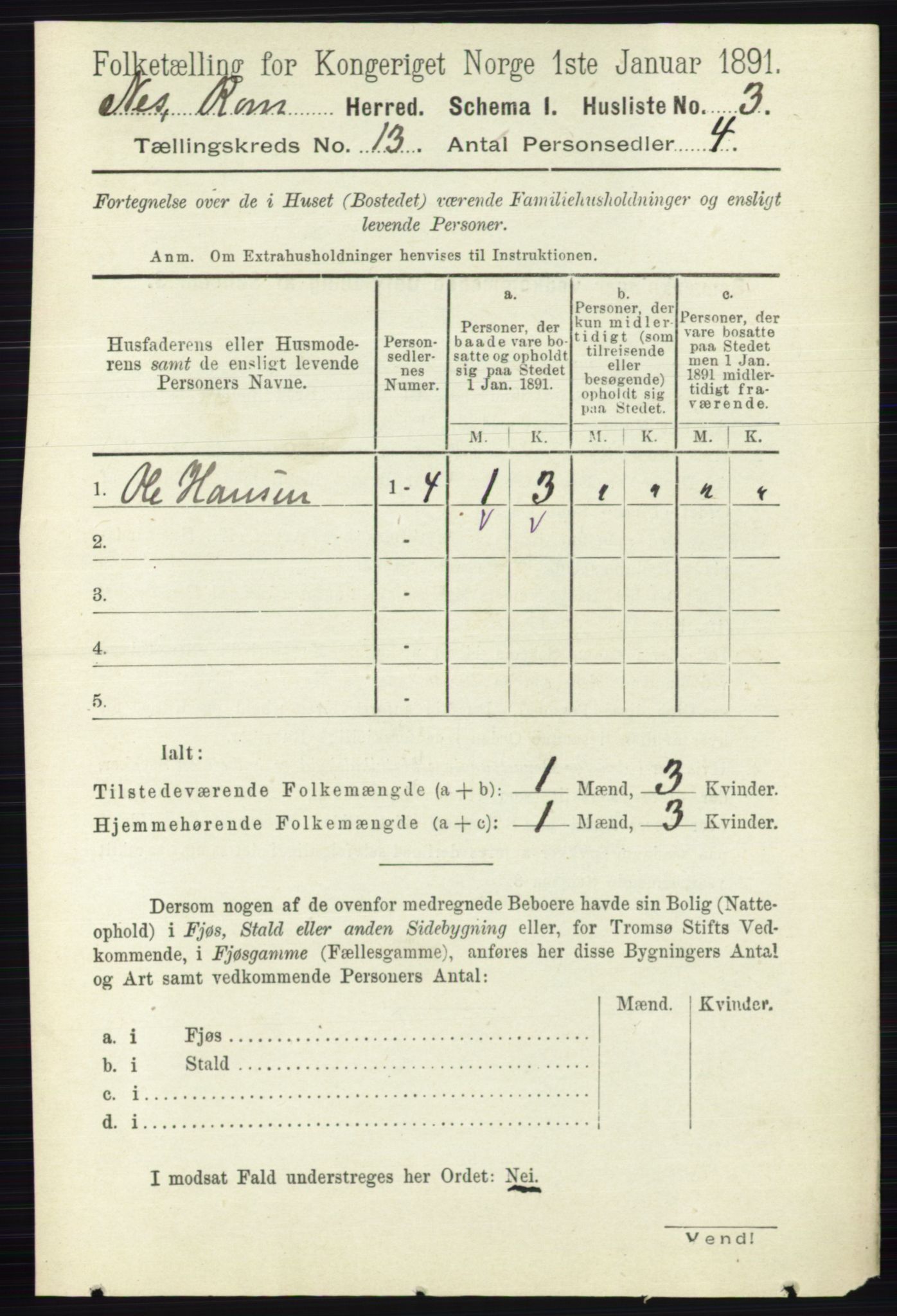 RA, Folketelling 1891 for 0236 Nes herred, 1891, s. 7737