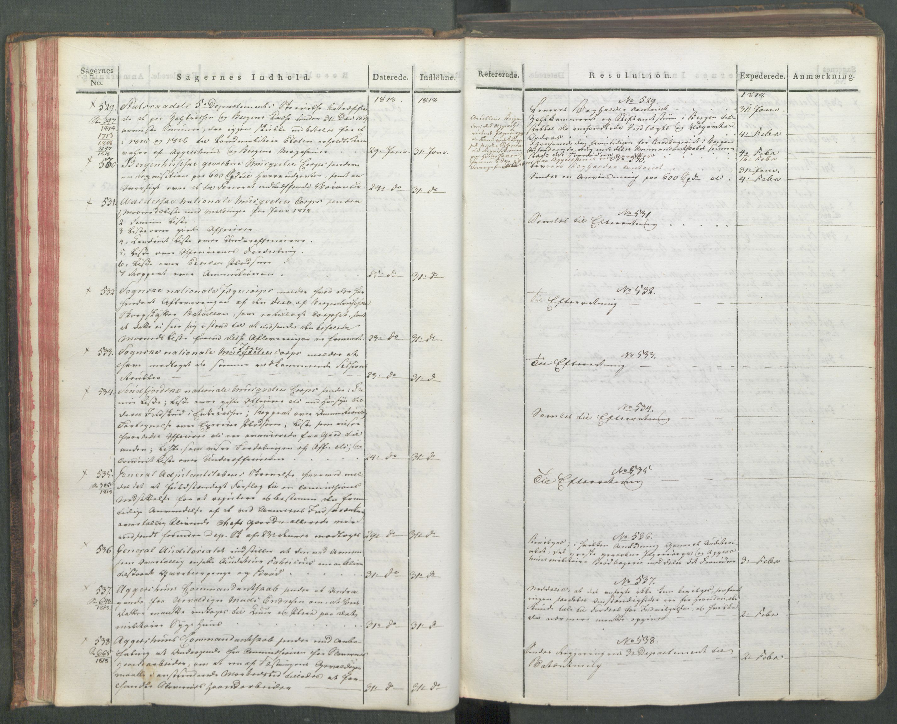 Armédepartementet, AV/RA-RAFA-3493/C/Ca/L0015: 6. Departements Journal, 1818