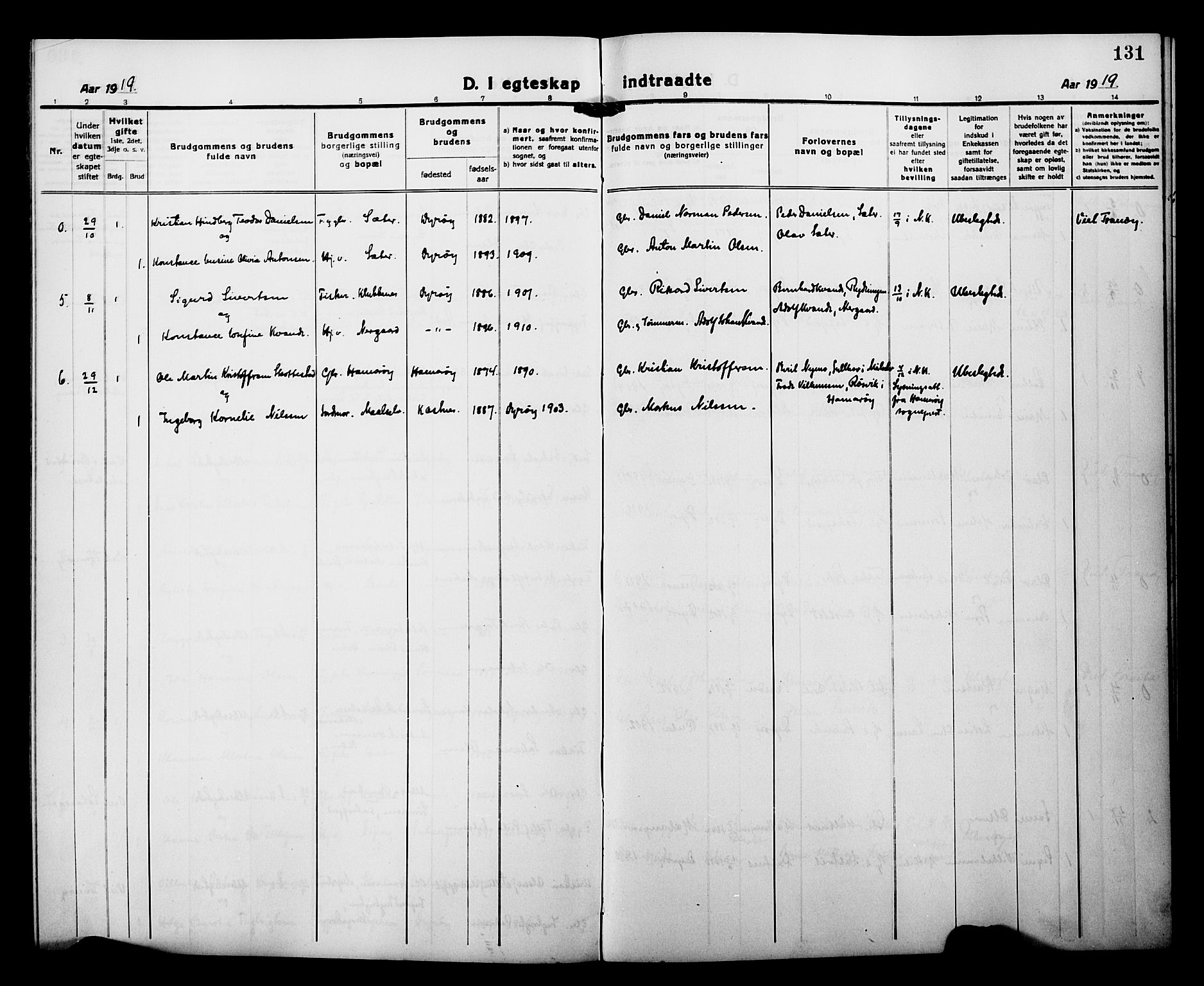 Tranøy sokneprestkontor, AV/SATØ-S-1313/I/Ia/Iab/L0015klokker: Klokkerbok nr. 15, 1918-1930, s. 131