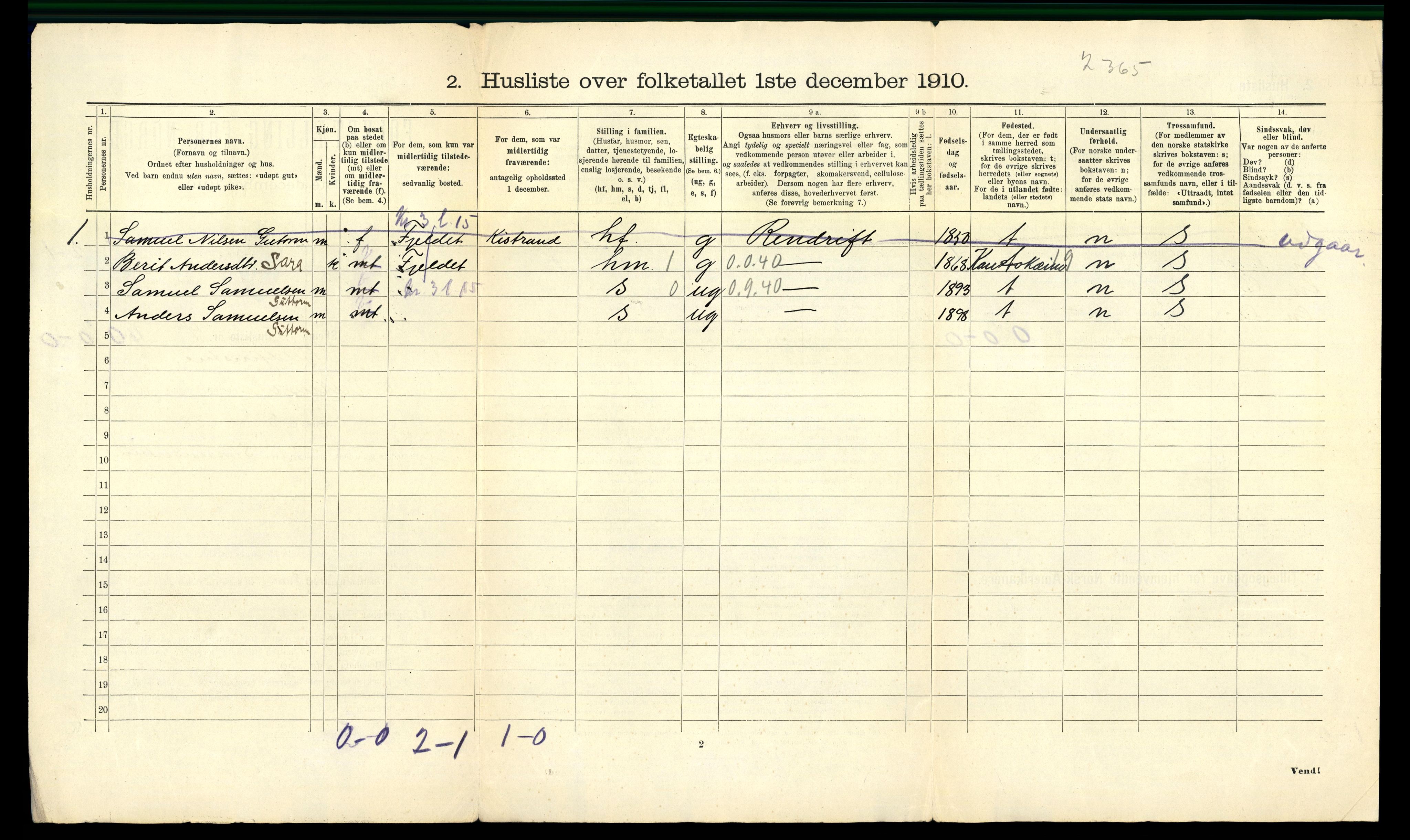 RA, Folketelling 1910 for 2021 Karasjok herred, 1910, s. 25