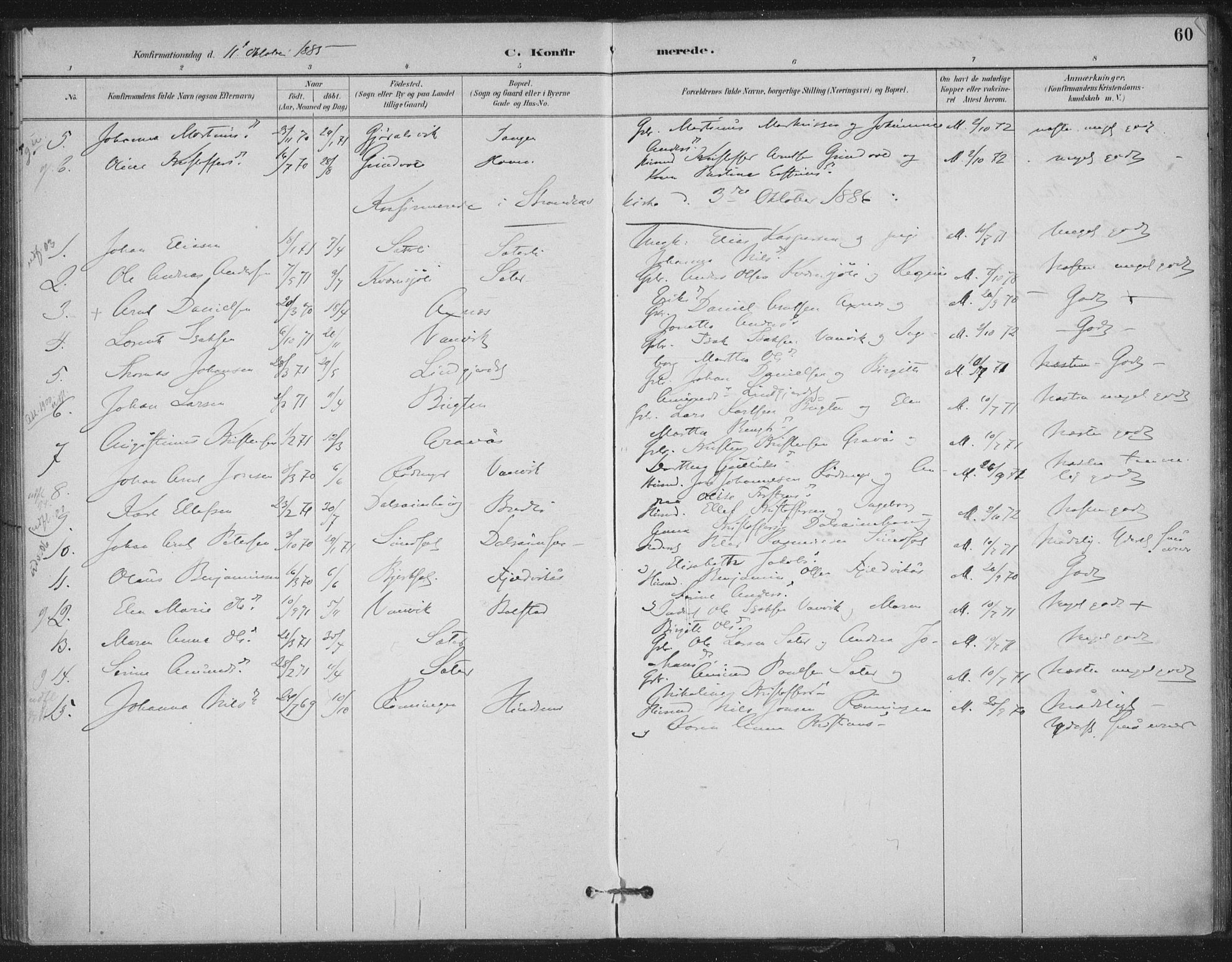 Ministerialprotokoller, klokkerbøker og fødselsregistre - Nord-Trøndelag, AV/SAT-A-1458/702/L0023: Ministerialbok nr. 702A01, 1883-1897, s. 60
