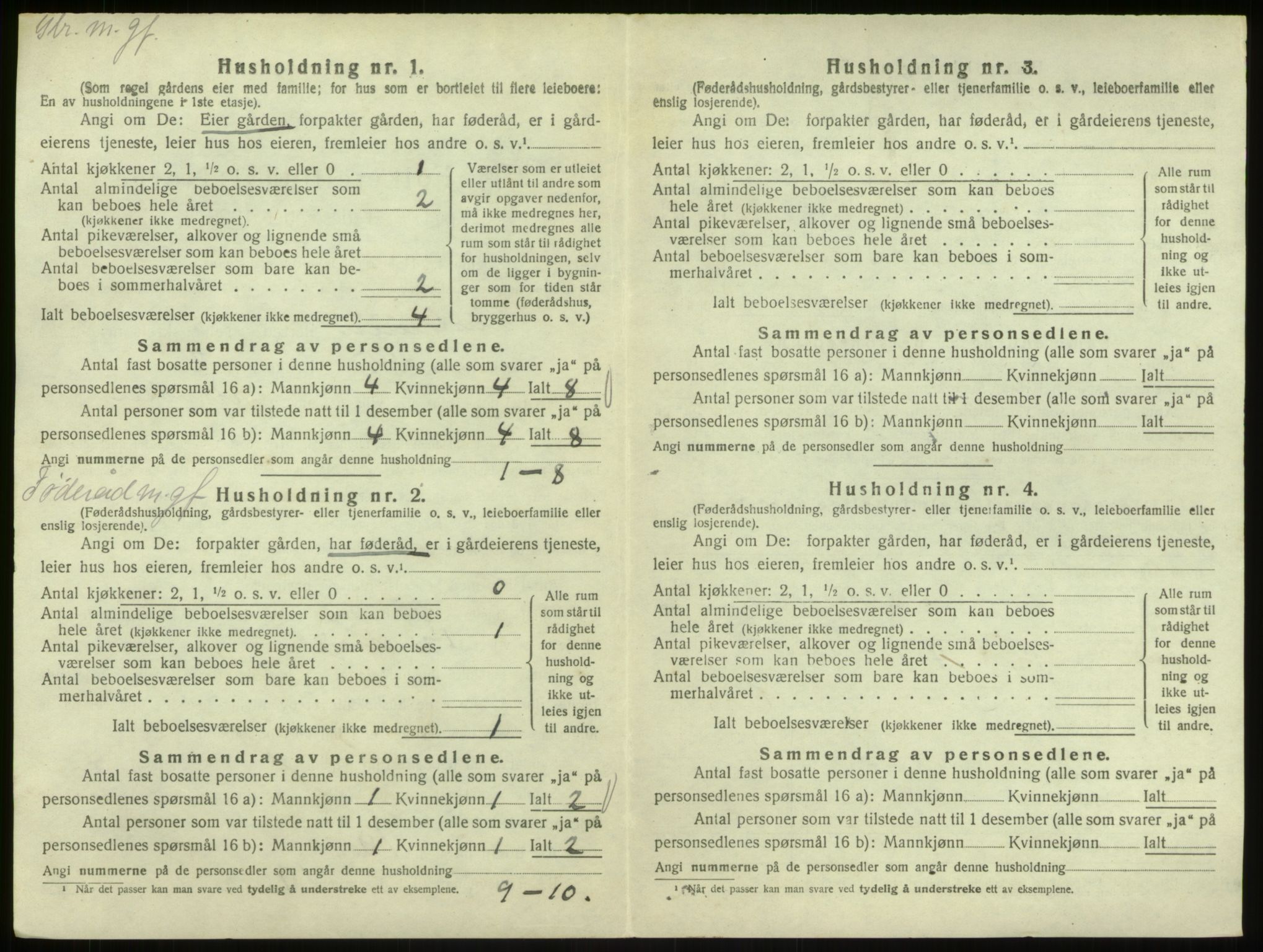 SAB, Folketelling 1920 for 1264 Austrheim herred, 1920, s. 184