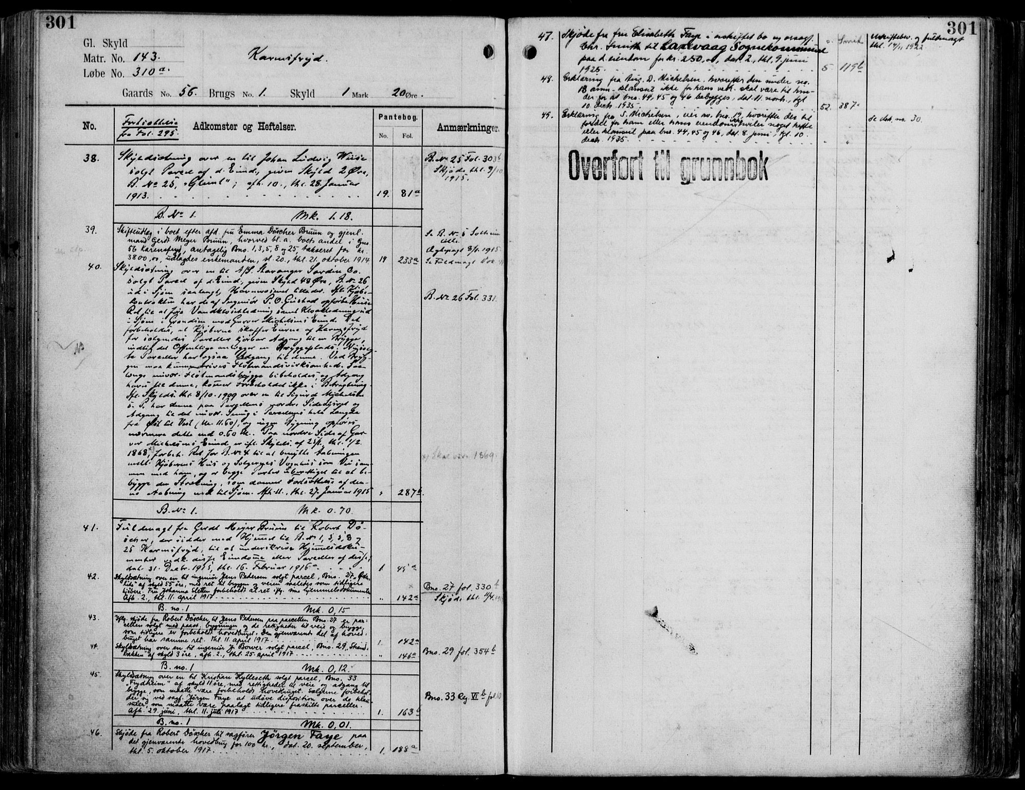 Midhordland sorenskriveri, AV/SAB-A-3001/1/G/Ga/Gab/L0114: Panteregister nr. II.A.b.114, s. 301