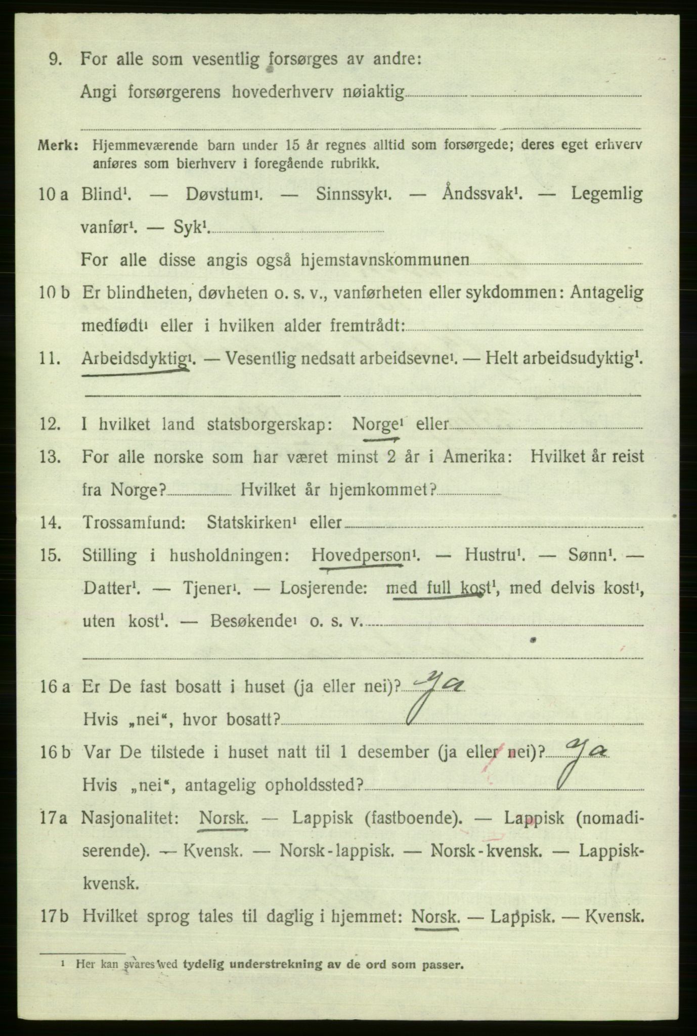 SATØ, Folketelling 1920 for 2023 Gamvik herred, 1920, s. 1421