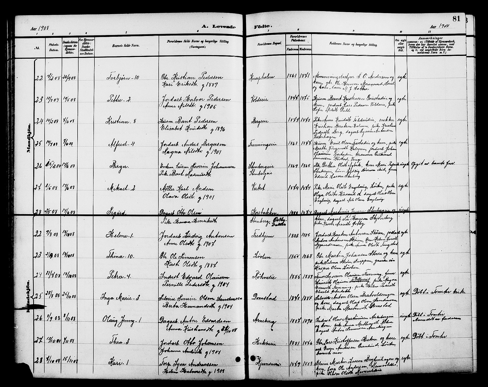 Romedal prestekontor, AV/SAH-PREST-004/L/L0012: Klokkerbok nr. 12, 1896-1914, s. 81