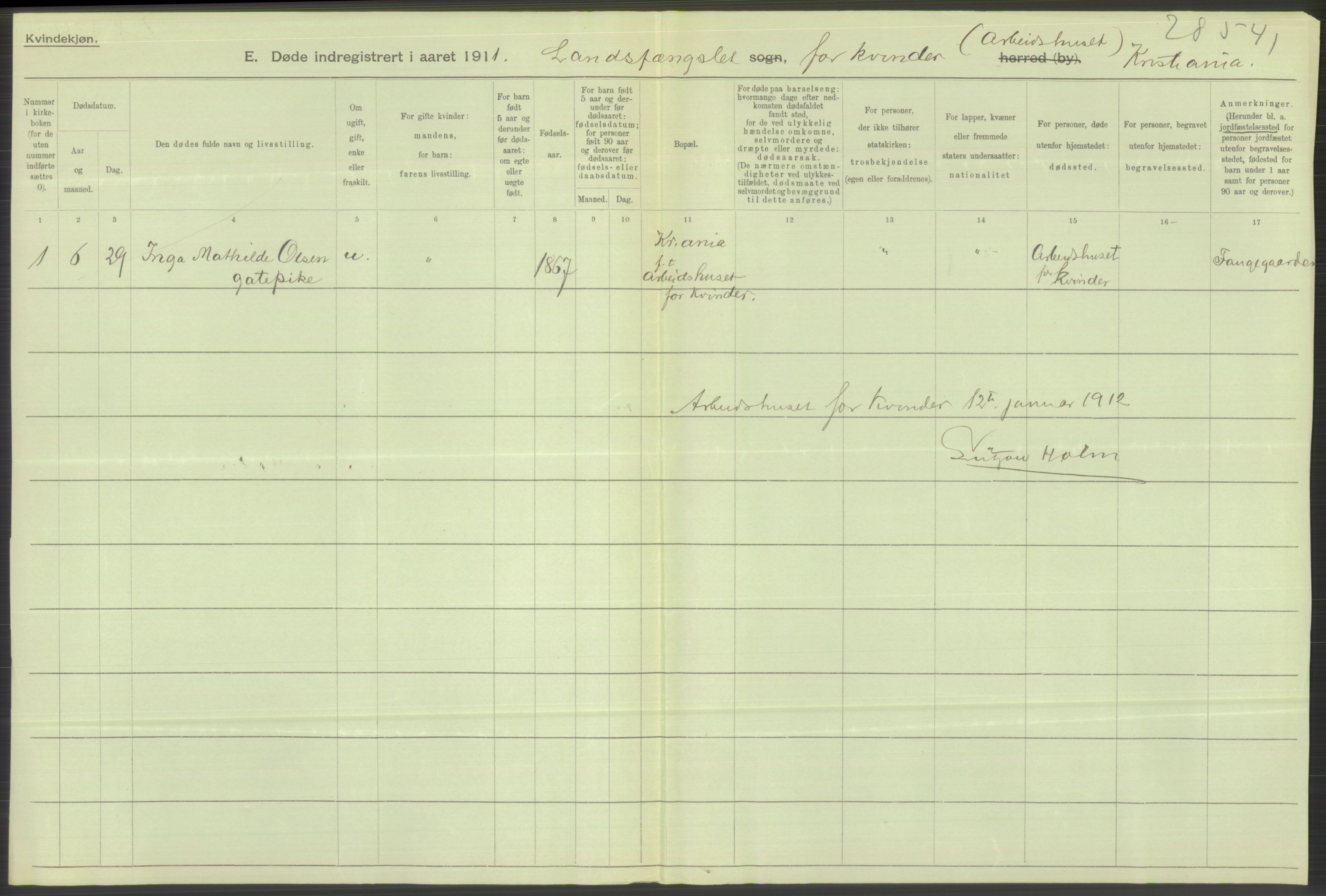 Statistisk sentralbyrå, Sosiodemografiske emner, Befolkning, RA/S-2228/D/Df/Dfb/Dfba/L0010: Kristiania: Døde kvinner samt dødfødte., 1911, s. 686