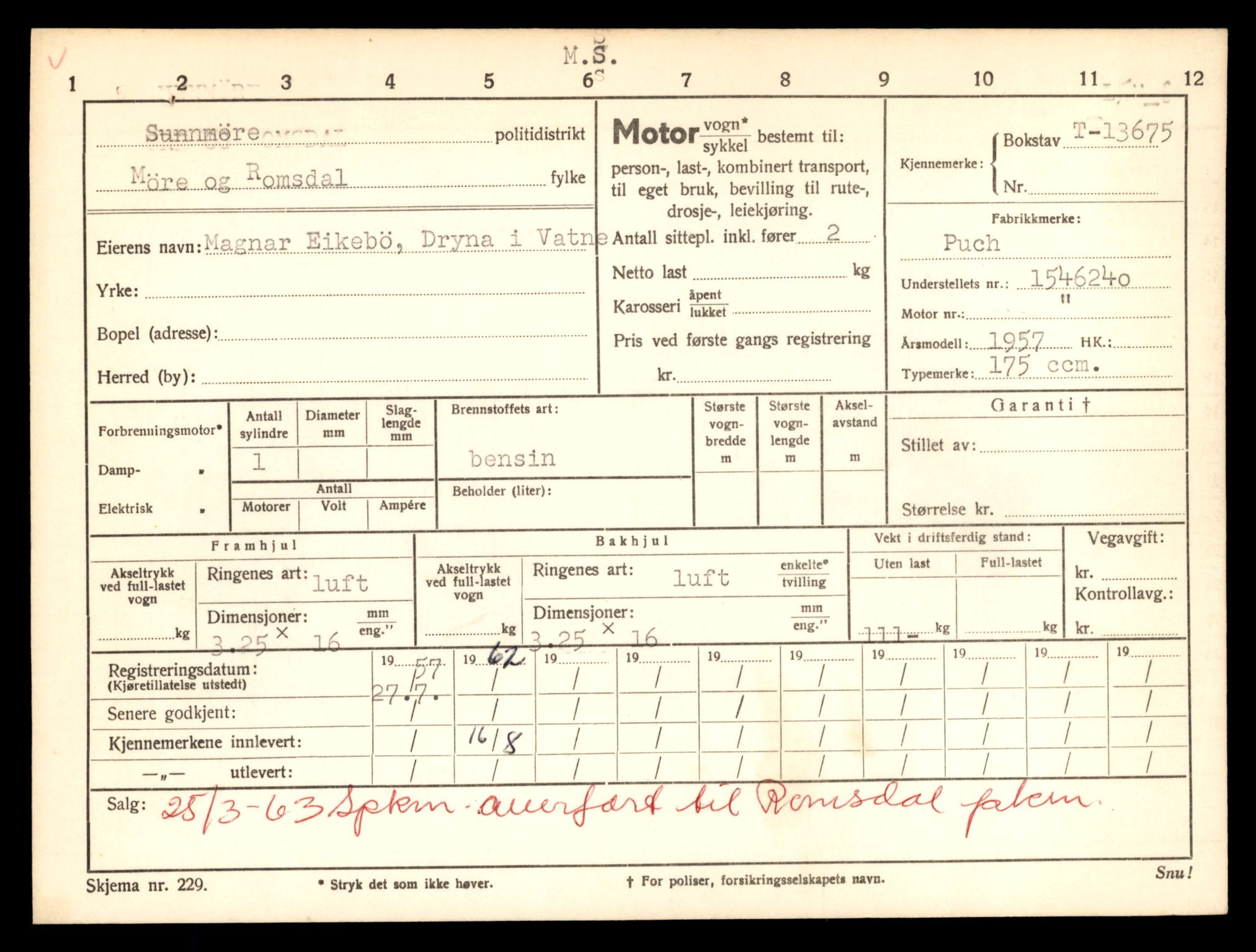 Møre og Romsdal vegkontor - Ålesund trafikkstasjon, AV/SAT-A-4099/F/Fe/L0040: Registreringskort for kjøretøy T 13531 - T 13709, 1927-1998, s. 2457