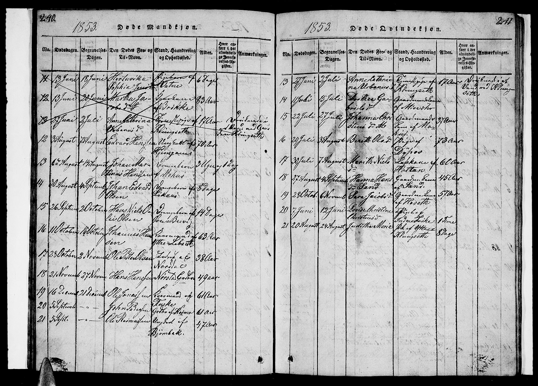 Ministerialprotokoller, klokkerbøker og fødselsregistre - Nordland, AV/SAT-A-1459/852/L0752: Klokkerbok nr. 852C03, 1840-1855, s. 240-241