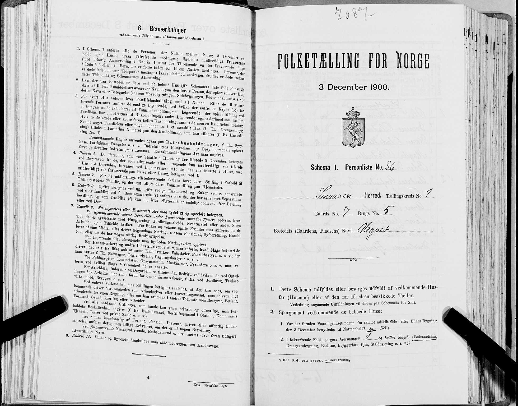 SAT, Folketelling 1900 for 1736 Snåsa herred, 1900, s. 126