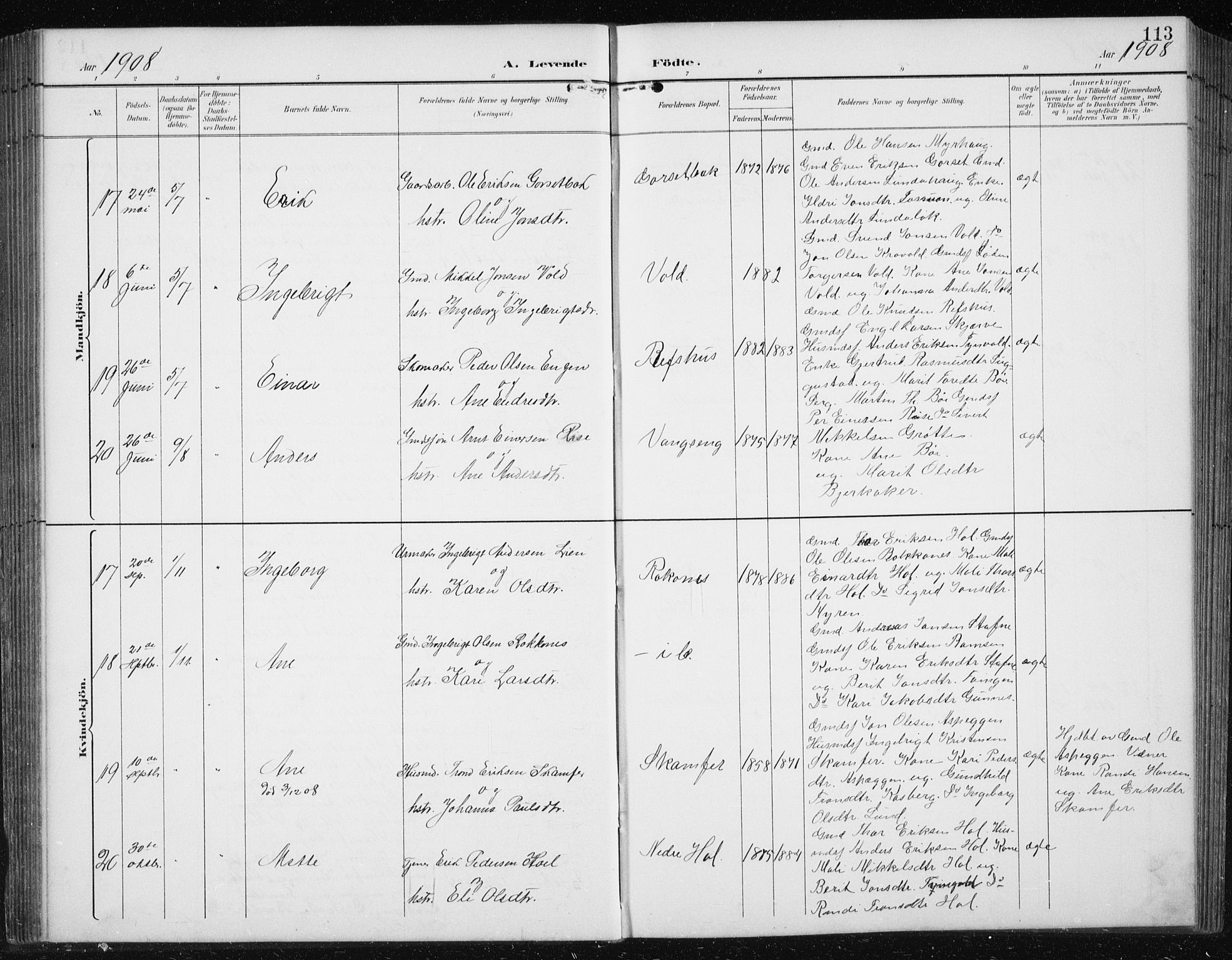 Ministerialprotokoller, klokkerbøker og fødselsregistre - Sør-Trøndelag, AV/SAT-A-1456/674/L0876: Klokkerbok nr. 674C03, 1892-1912, s. 113